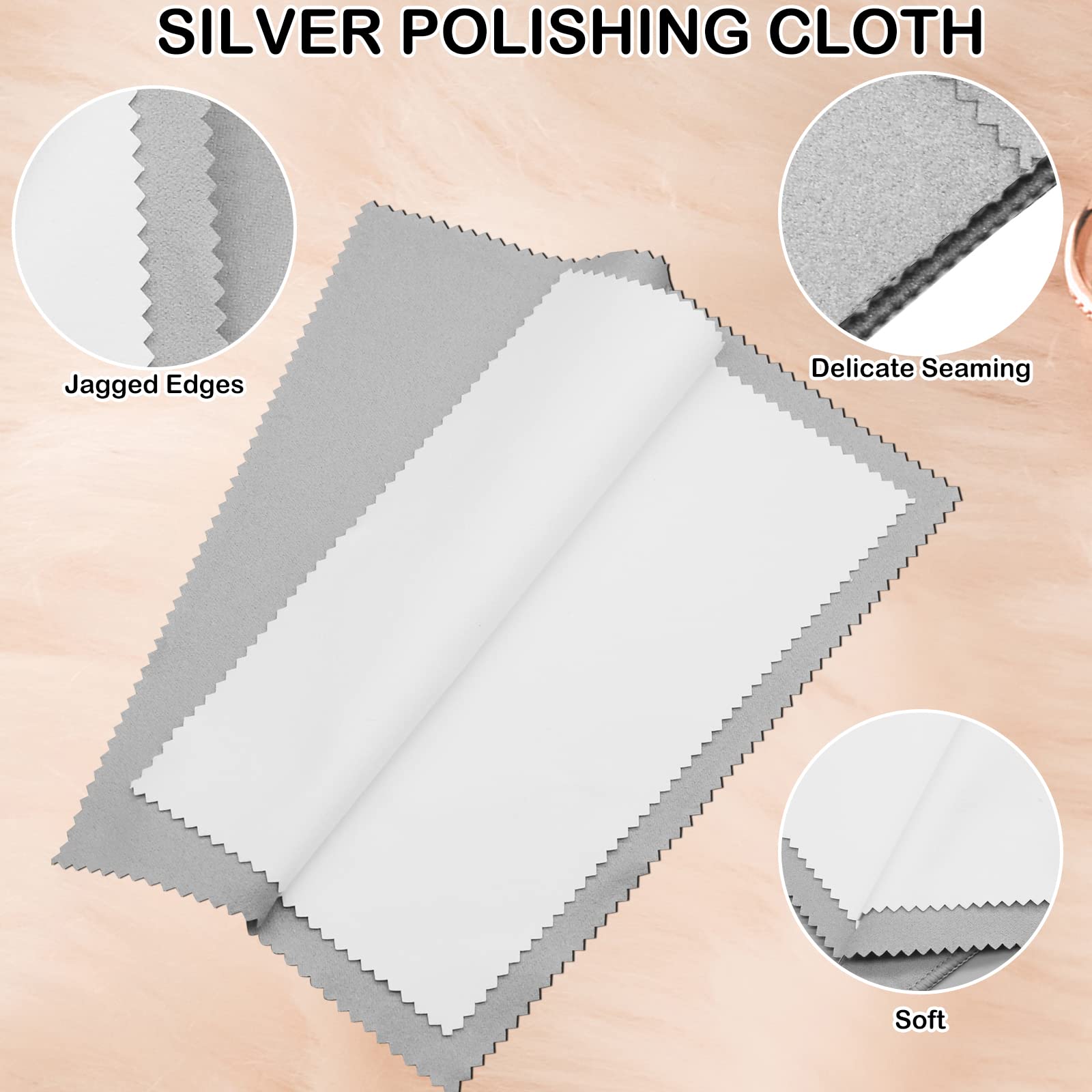 4Pcs Silver Polishing Cloths for Jewelry Cleaning - Double-Sided Polishing Cloths for Sterling Silver, Gold & Platinum Jewelry - Keep Your Jewelry Shining (Perfect for Rings, Necklaces, Bracelets & Watches)
