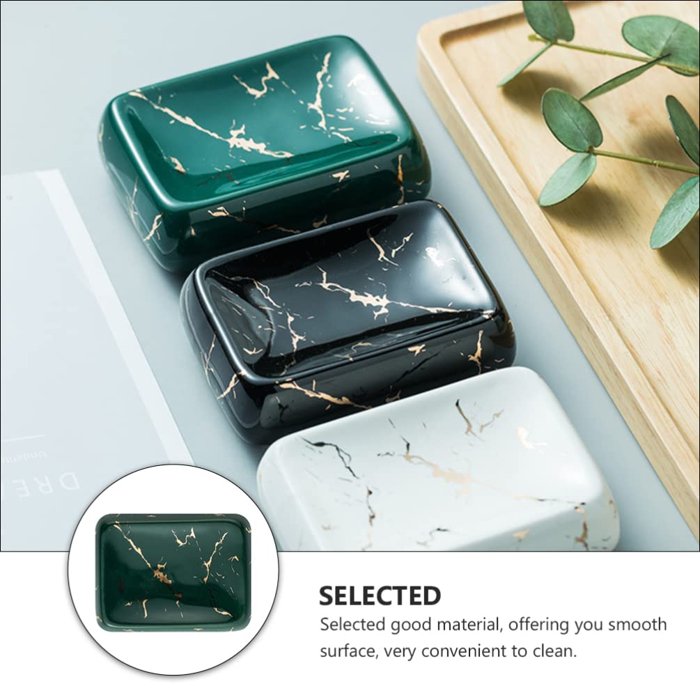 1pc Ceramic Soap Dish with Drainage - Elegant Bathroom Soap Holder & Storage Tray for Sink Countertop, Shower, or Vanity - Perfect for Home, Hotel, and Spa Decor
