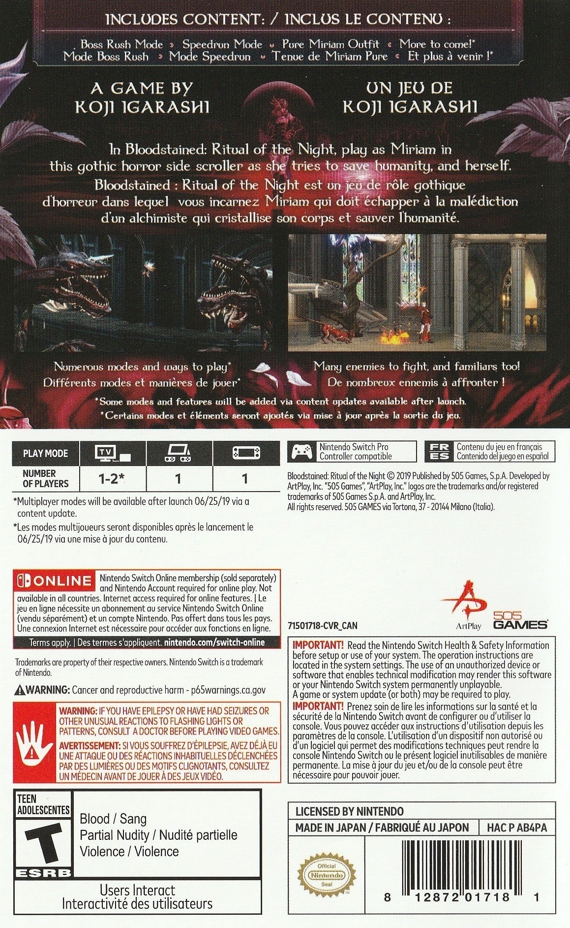 Bloodstained: Ritual of the Night - Action RPG Game for Nintendo Switch, PS4, Xbox One & PC | Gothic Horror Adventure with Metroidvania Gameplay | Perfect for Fans of Castlevania and Dark Fantasy Games