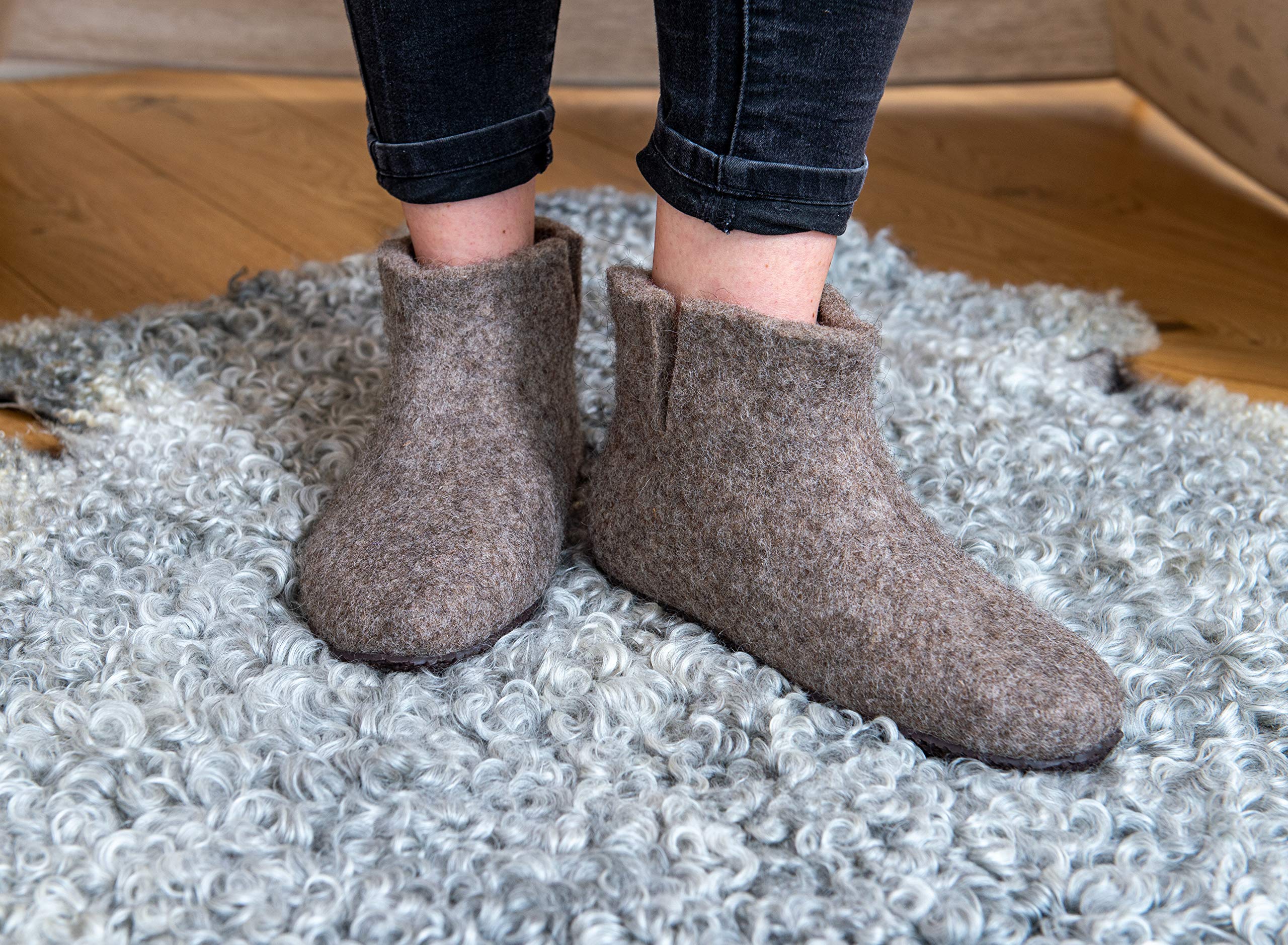 Women's Classic Felted Wool Ankle Boot Slippers - Cozy Indoor/Outdoor House Shoes for Winter - Best Mother's Day Gift for Women - Perfect for Home, Office & Travel Comfort