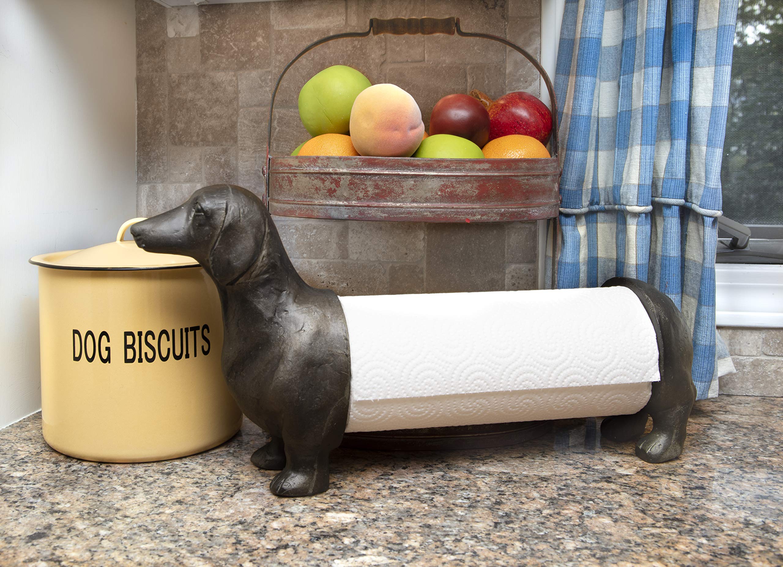 Creative Co-Op Dachshund Dog Paper Towel Holder - Bronze Kitchen Organizer for Entertaining & Home Decor - Perfect for Kitchen, Bar, or Party Use