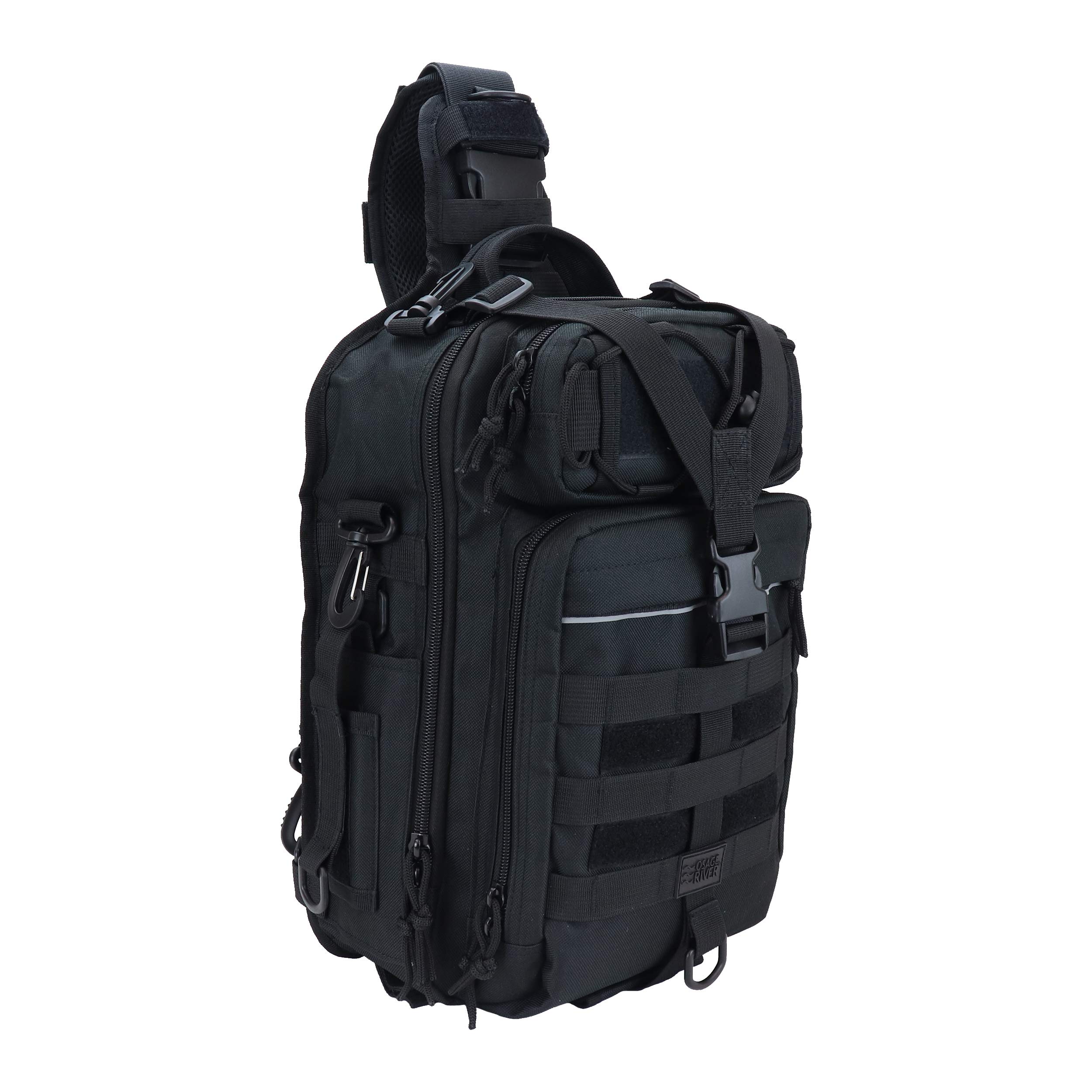 **OSAGE RIVER Deluxe Fishing Tackle Sling Bag - Lightweight Outdoor Backpack with Rod Holder & Tackle Storage - Perfect for Fishing, Hiking, Hunting & Camping Adventures**