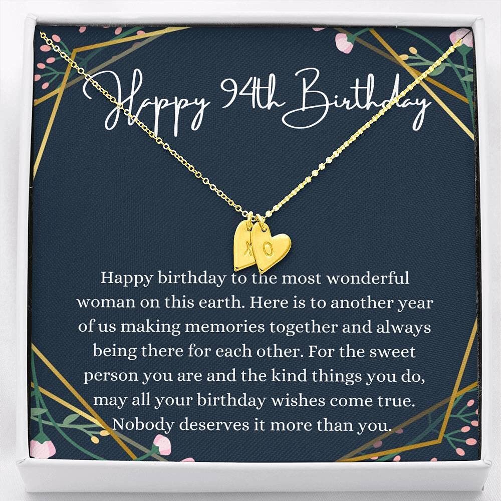 Personalized Initial Heart Necklace with Message Card - Handmade Jewelry Gift for 94th Birthday Woman | Thoughtful Present for Grandmother, Mother, or Special Milestone Celebration