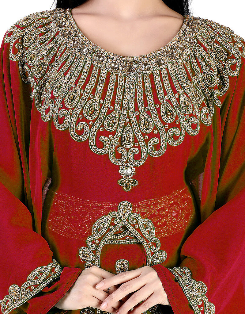 Elegant Red Georgette Heavy Farasha Dress - Perfect for Weddings, Parties & Special Occasions