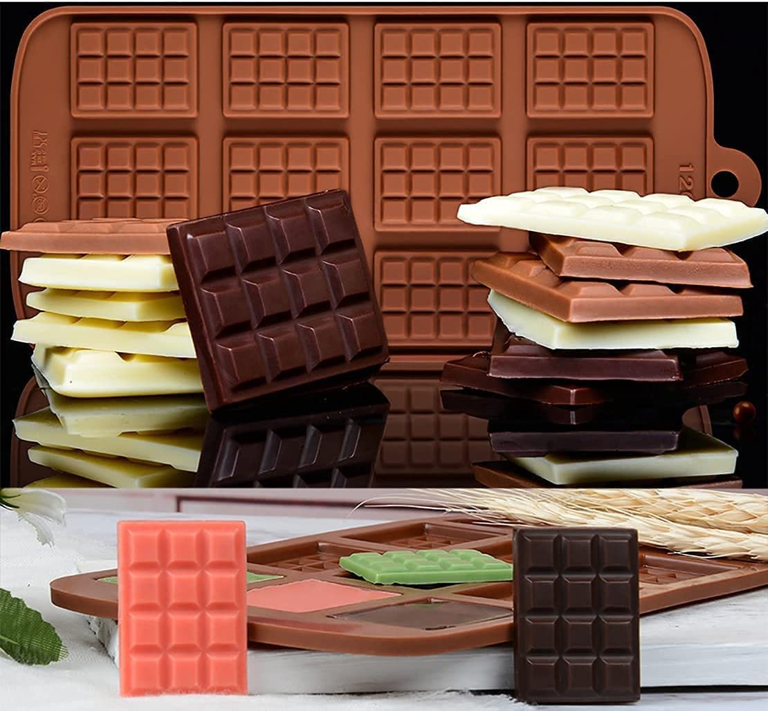 Non-Stick Silicone Waffle Chocolate Molds - 3 Pack Break-Apart Mini Waffle Molds with 12 Cavities | Reusable DIY Baking Molds for Chocolate, Candy, Ice Cubes & Desserts | Perfect for Home Baking, Party Treats & Gift Making