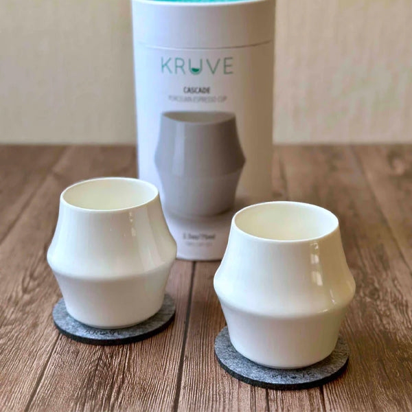 Premium Kruve Cascade Espresso Cups - 2.5oz Porcelain Coffee Cups Set of 2 - Perfect for Espresso, Cappuccino & Latte - Ideal for Home, Cafe & Restaurant Use