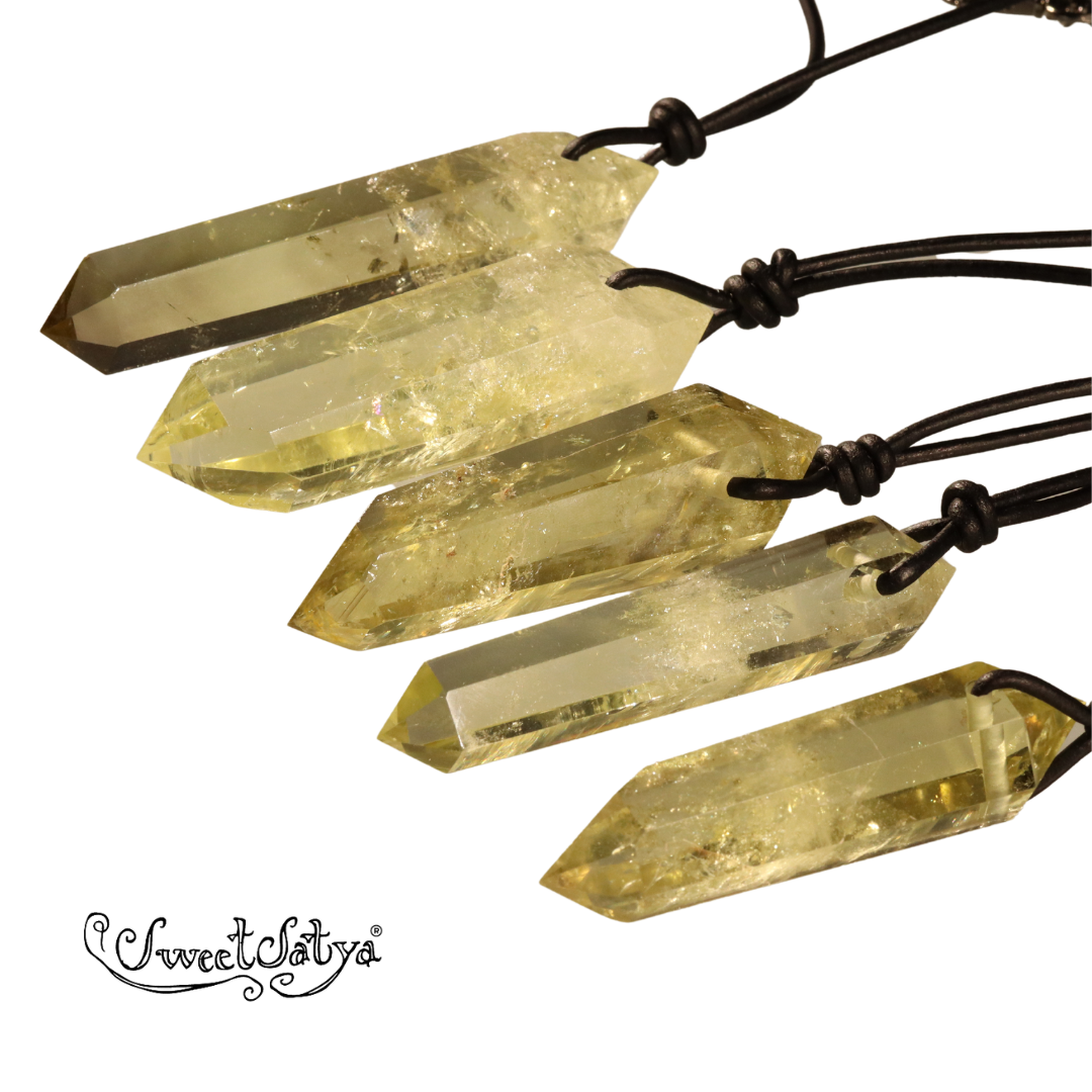 SweetSatya Lemon Quartz Necklace for Women - Elegant Healing Crystal Jewelry for Positive Energy & Chakra Balance - Perfect for Meditation, Yoga & Spiritual Gifts