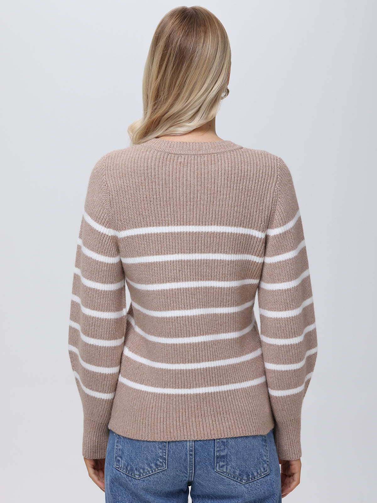 Josie: Women's Striped Crewneck Cardigan Sweater - Cozy Knit Pullover for Casual Outfits & Layering in Fall & Winter