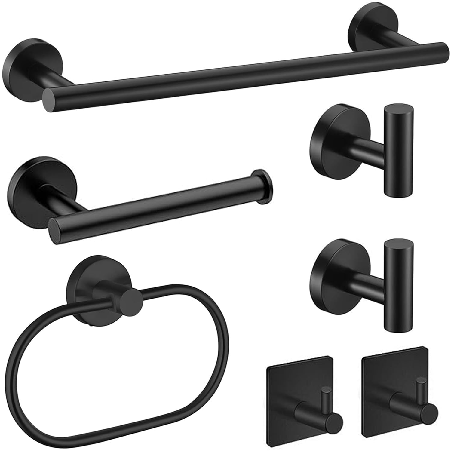 7-Piece Black Bathroom Accessories Set - SUS304 Stainless Steel Wall Mounted Towel Rack, Towel Holder & Bar for Modern Bathrooms - Perfect for Spa, Hotel & Home Decor