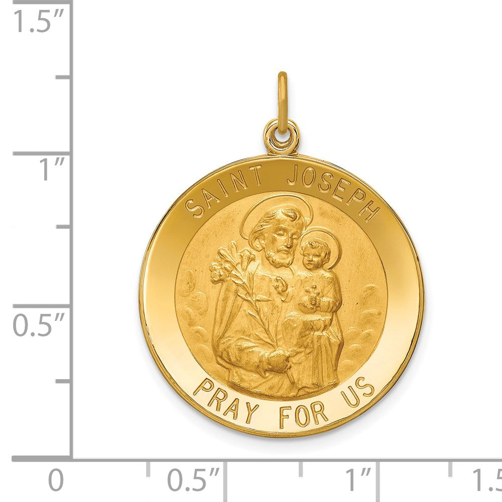 Gold Large Solid Saint Joseph Medal Charm XR1811 - Religious Jewelry for Men & Women - Perfect for Necklaces, Bracelets, and Gifts