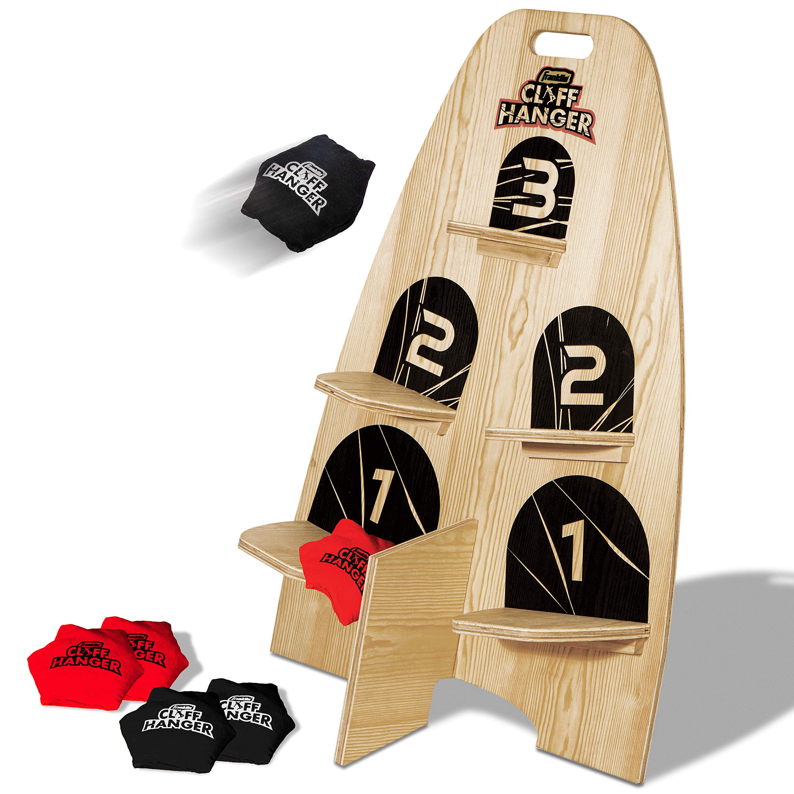 Franklin Sports Cliff Hanger Toss Game - Wooden Target with Six Bean Bags - Portable Cornhole Set for Backyard, Beach, and Camping Fun