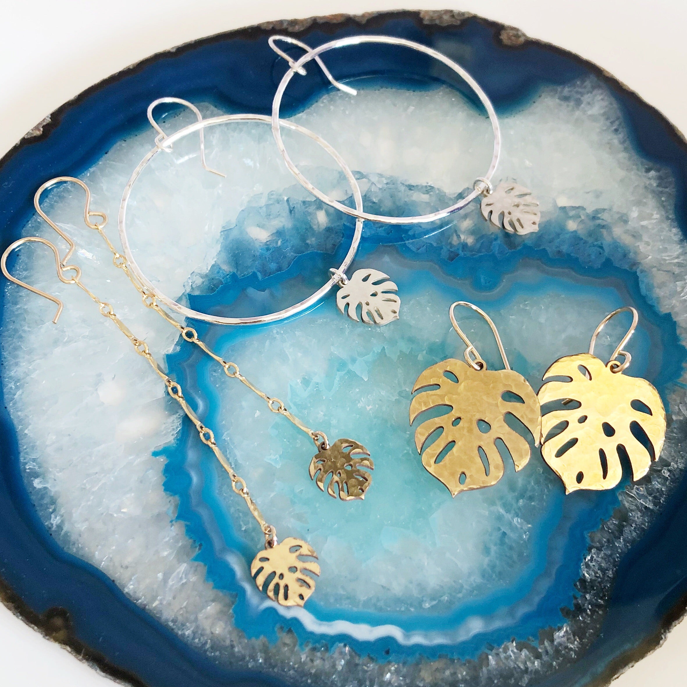 Monstera Drop Earrings - Handmade Bohemian Leaf Dangle Earrings for Women (E493) | Perfect for Boho Chic, Summer Outfits, and Tropical Vacations