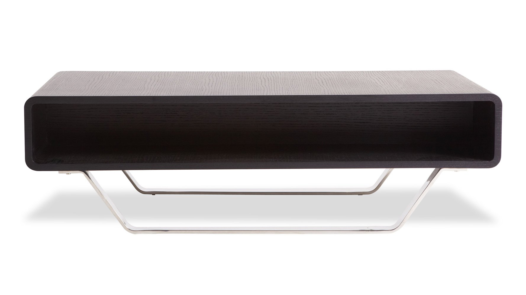 Modern Dark Wood Veneer Coffee Table with Sturdy Metal Base - Perfect for Living Room, Office & Lounge Décor