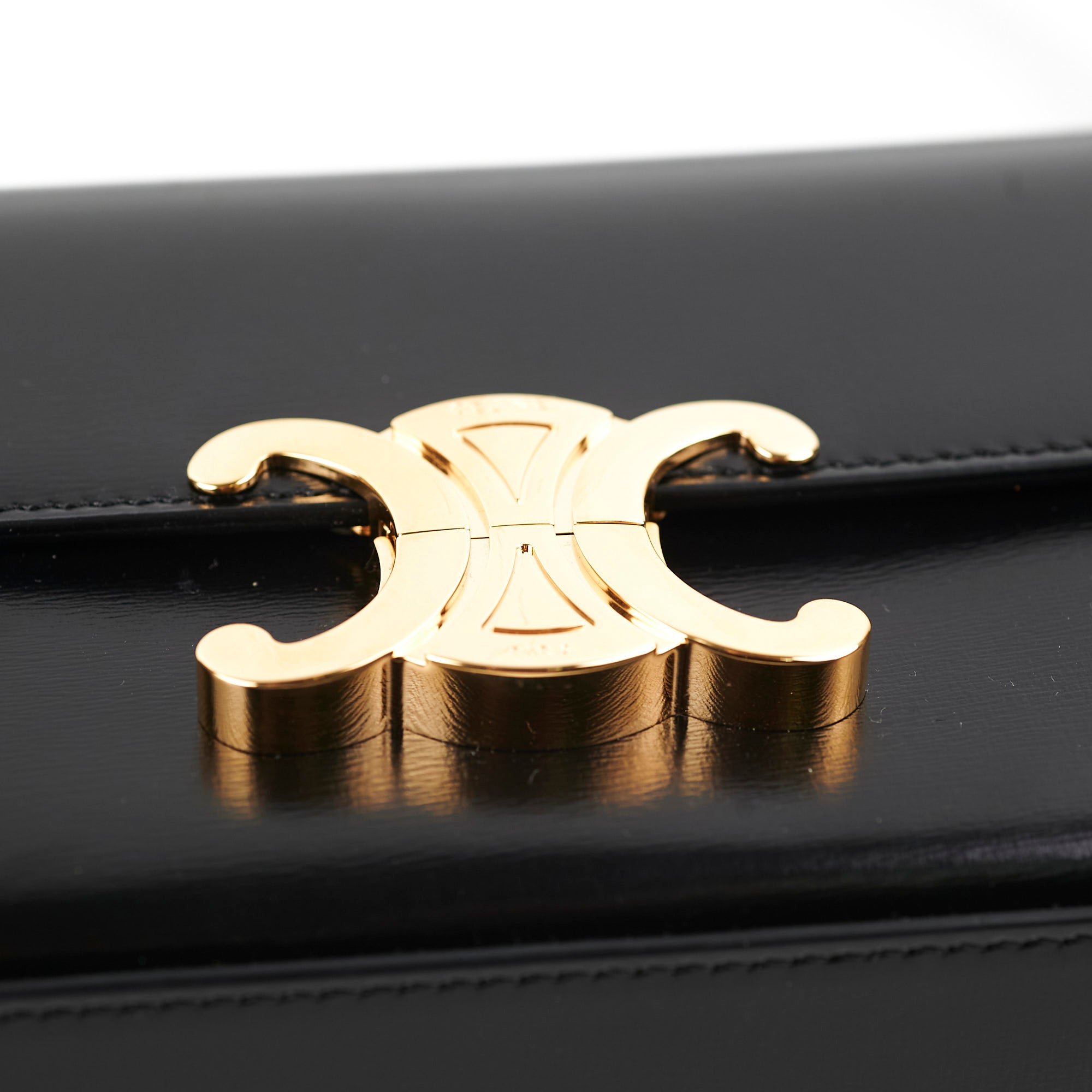 Celine Triomphe Black Leather Shoulder Bag for Women | Luxury Designer Handbag for Work, Travel & Evening Events