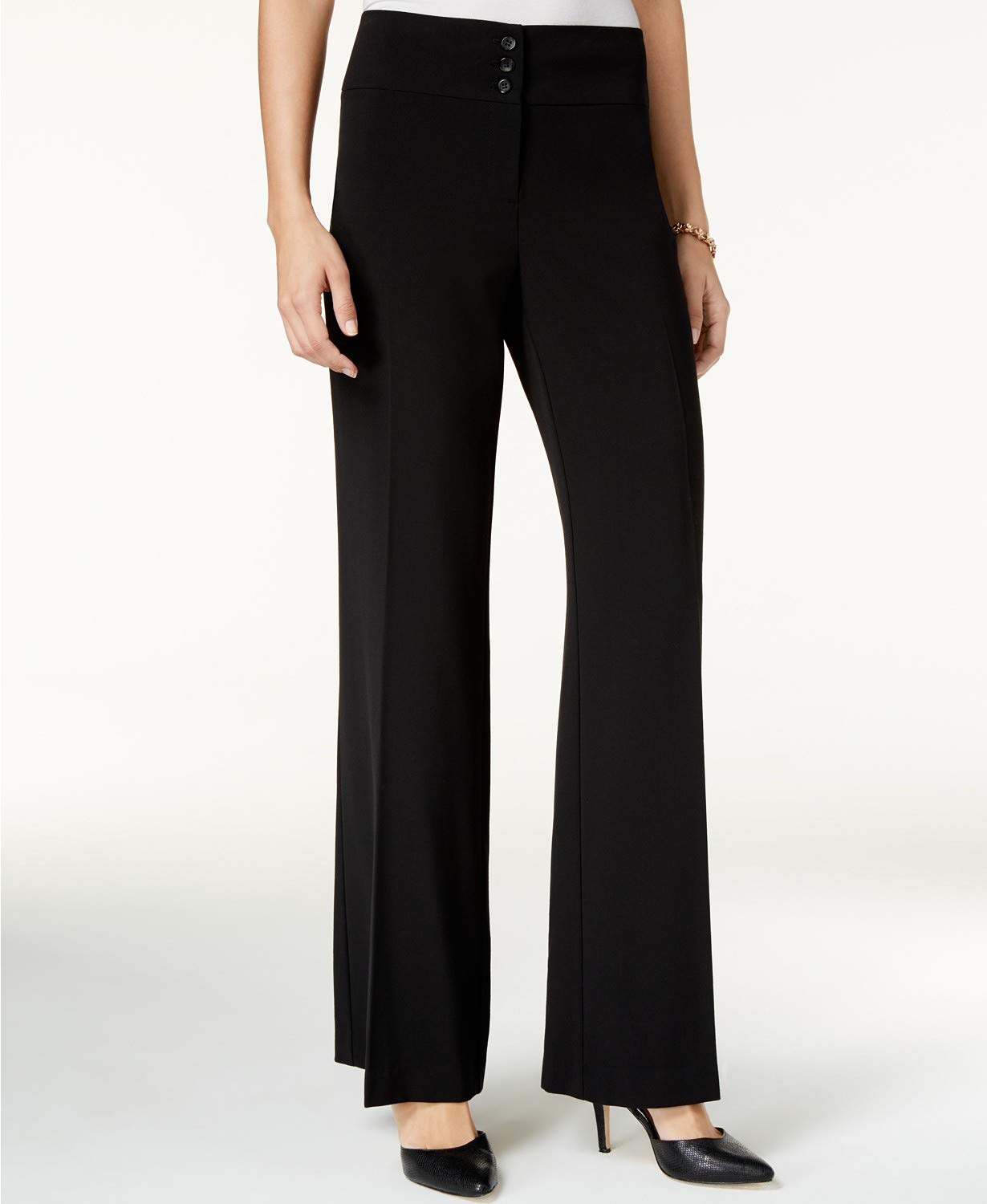 Style&Co Women's Stretch Wide-Leg Pants - Deep Cabernet (Size 12S) | Comfortable High Waist Trousers for Work, Office & Casual Wear