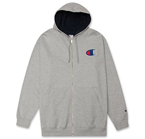 Champion Men's Big & Tall Full Zip Hoodie with Embroidered Logo - Comfortable Heavyweight Sweatshirt for Casual Wear & Outdoor Activities