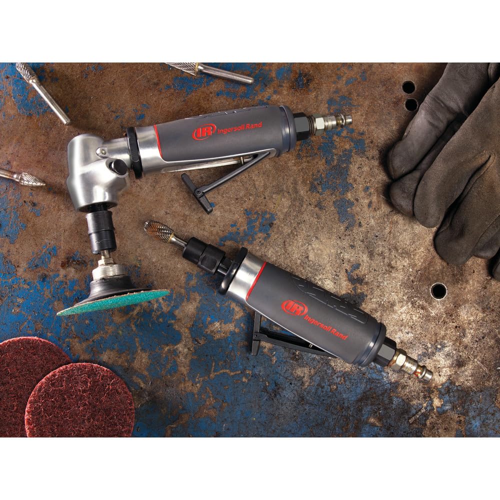 Ingersoll Rand 5102MAX Right Angle Air Die Grinder – 0.4 HP, 20,000 RPM, Ergonomic Grip, Lightweight Design with Spindle Lock (Grey) – Perfect for Metalworking, Automotive Repair & DIY Projects