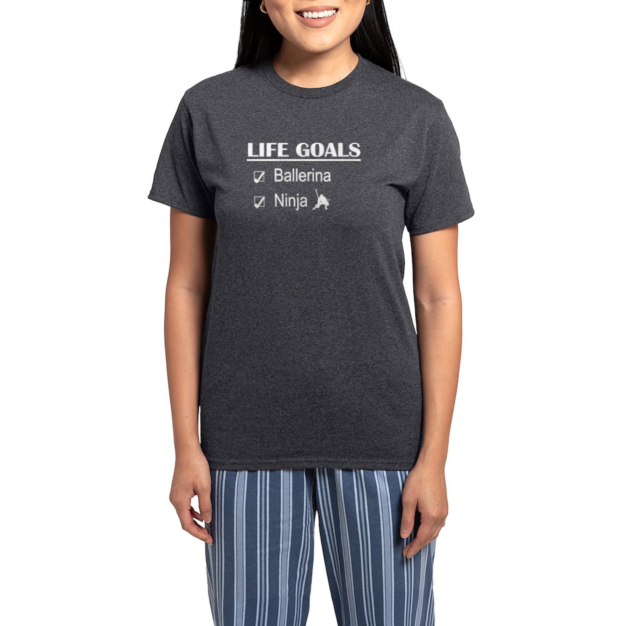 Ballerina Ninja Life Goals Women's Charcoal Pajama Set - Funny Novelty Sleepwear for Women - Perfect for Birthday Gifts, Sleepovers & Relaxing at Home
