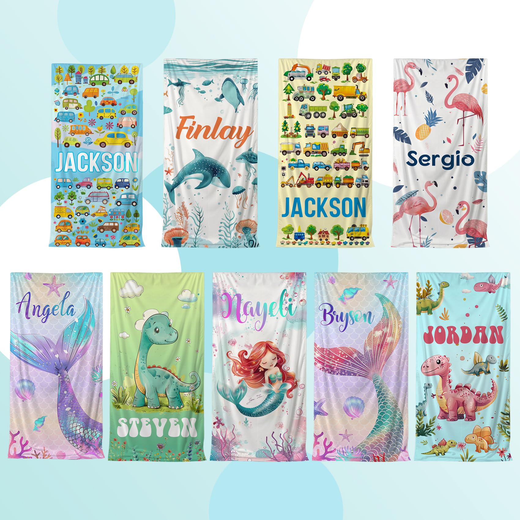 Personalized Beach Towels for Kids & Adults - Oversized Microfiber Beach Towel for Boys, Girls & Babies - Cute Custom Beach Towels for Pool, Vacation & Summer Fun