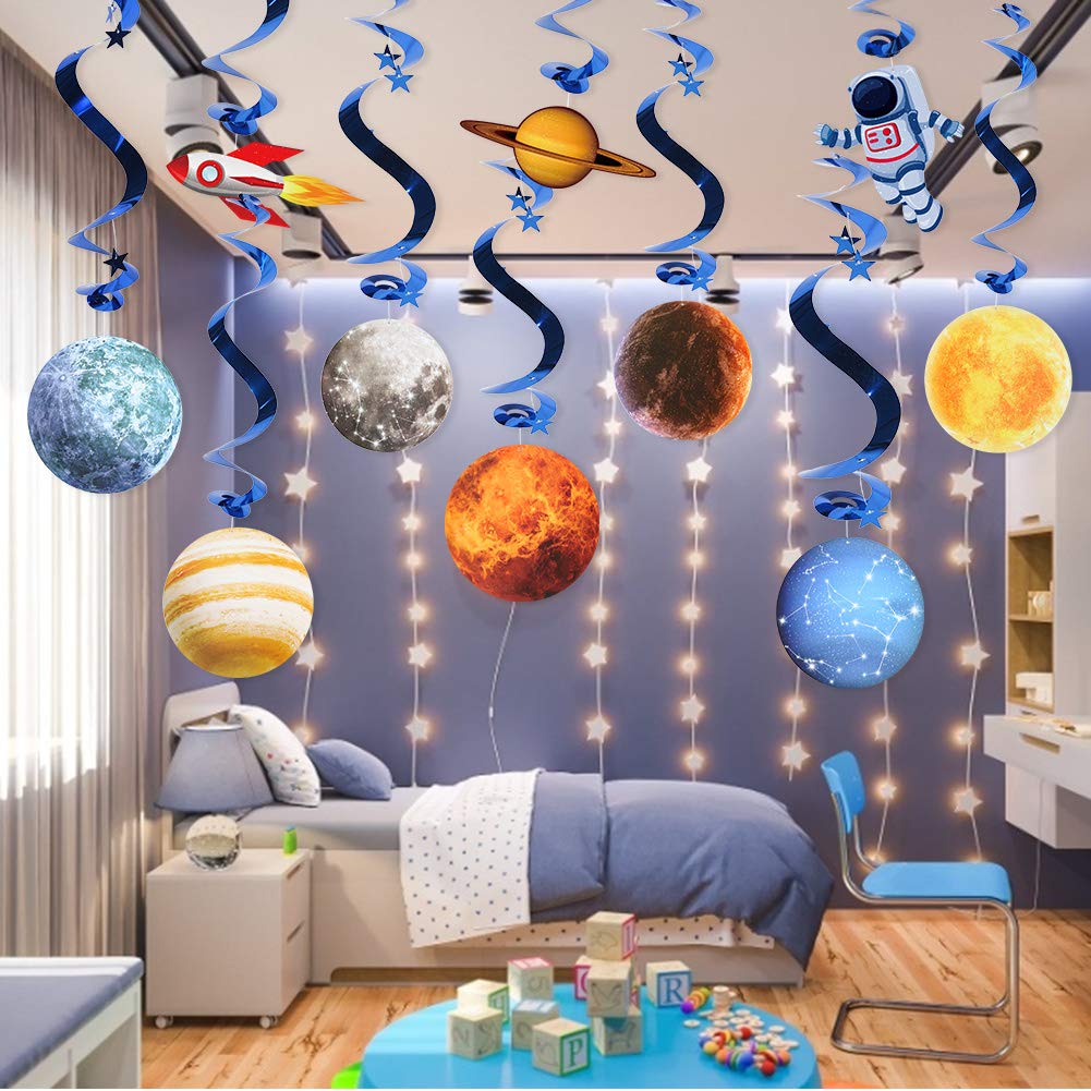 10PCS Solar System Hanging Swirl Decorations - Space Themed Party Supplies for Kids Room, Classroom & Astronomy Birthday Decor - Perfect for Science Fair, STEM Education & Galaxy Themed Events