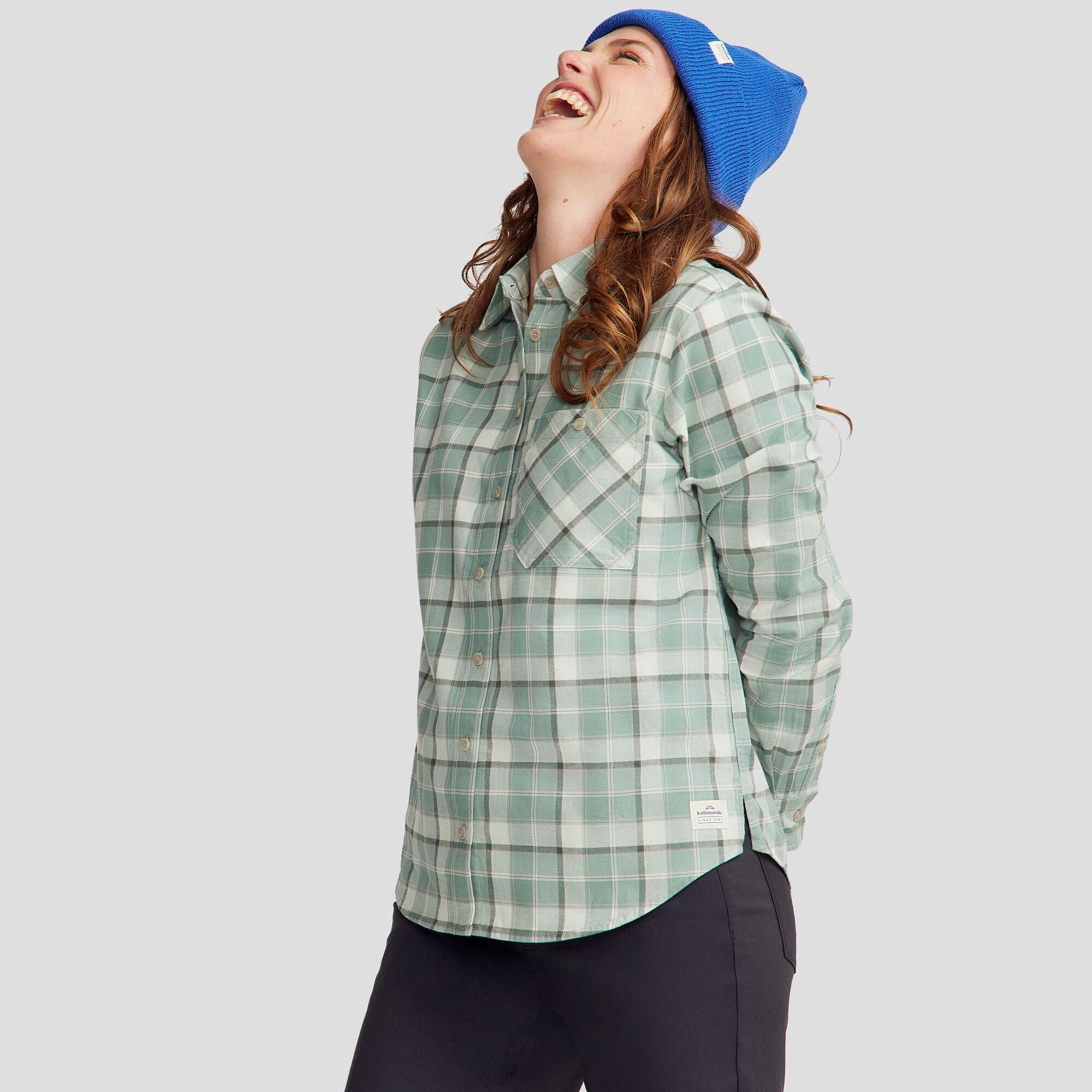 Fyfe Women's Long Sleeve Shirt - Deep Forest Plaid Flannel Top for Casual Wear & Outdoor Activities