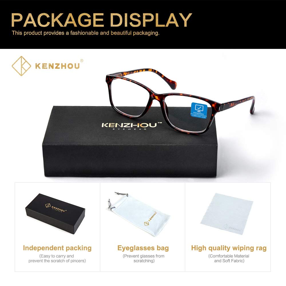K KENZHOU Blue Light Blocking Glasses for Computer - Anti Eyestrain Unisex Reading Glasses for Women & Men (C1) - Perfect for Office Work, Gaming & Screen Time Protection