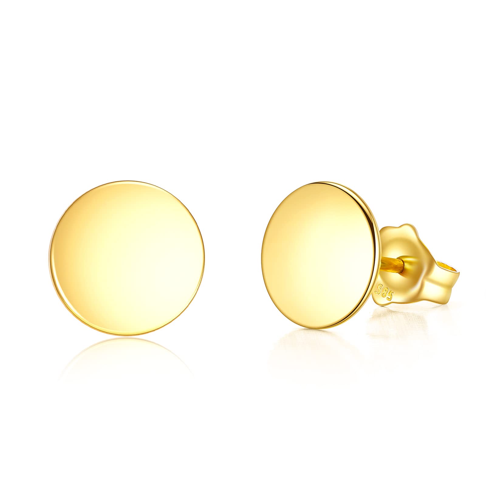 14K Yellow Gold Dot Stud Earrings for Women - Classic Minimalist Post Earrings - Perfect Christmas Gift, Birthday Present & Everyday Jewelry (Ideal for Work, Parties & Special Occasions)