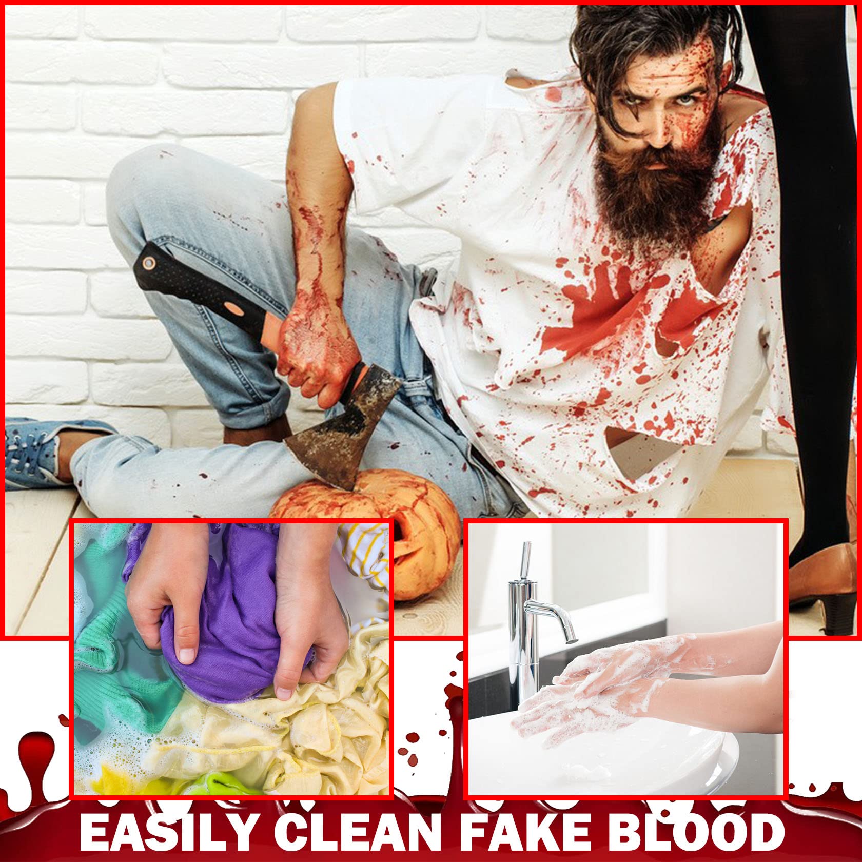 Halloween Fake Blood Makeup Spray - 2.1Oz (60ml) SFX Special Effects for Zombie, Vampire & Clown Costumes | Blood Splatter for Clothes & Cosplay | Perfect for Halloween Parties, Horror Events & Theatrical Performances