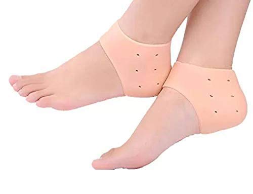 Orthopedic Silicone Gel Heel Pad Socks - Pain Relief Foot Protector for Men & Women - Free Size Comfort Socks - Beige (1 Pair) - Perfect for Running, Walking & Everyday Comfort