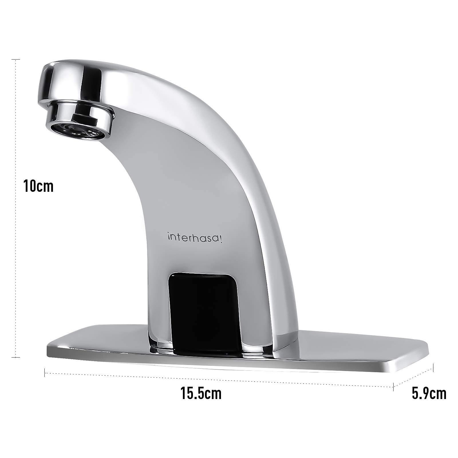 Chrome Automatic Touchless Bathroom Faucet - Hands Free Sensor Sink Faucet with Control Box & Hole Cover Plate (IT-202) - Ideal for Modern Homes, Public Restrooms & Water-Saving Applications