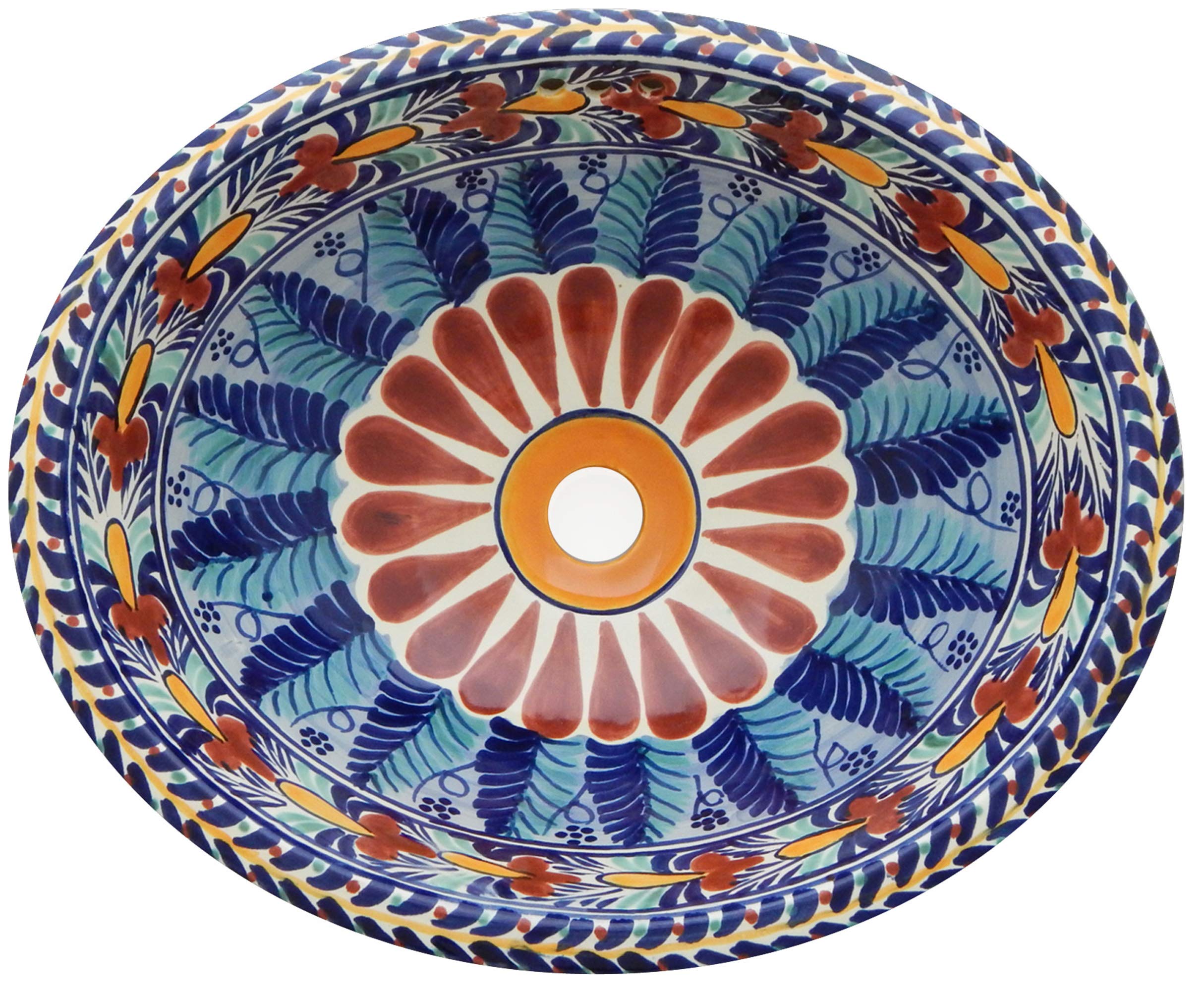 Hand-Painted Mexican Ceramic Bathroom Sink - 16