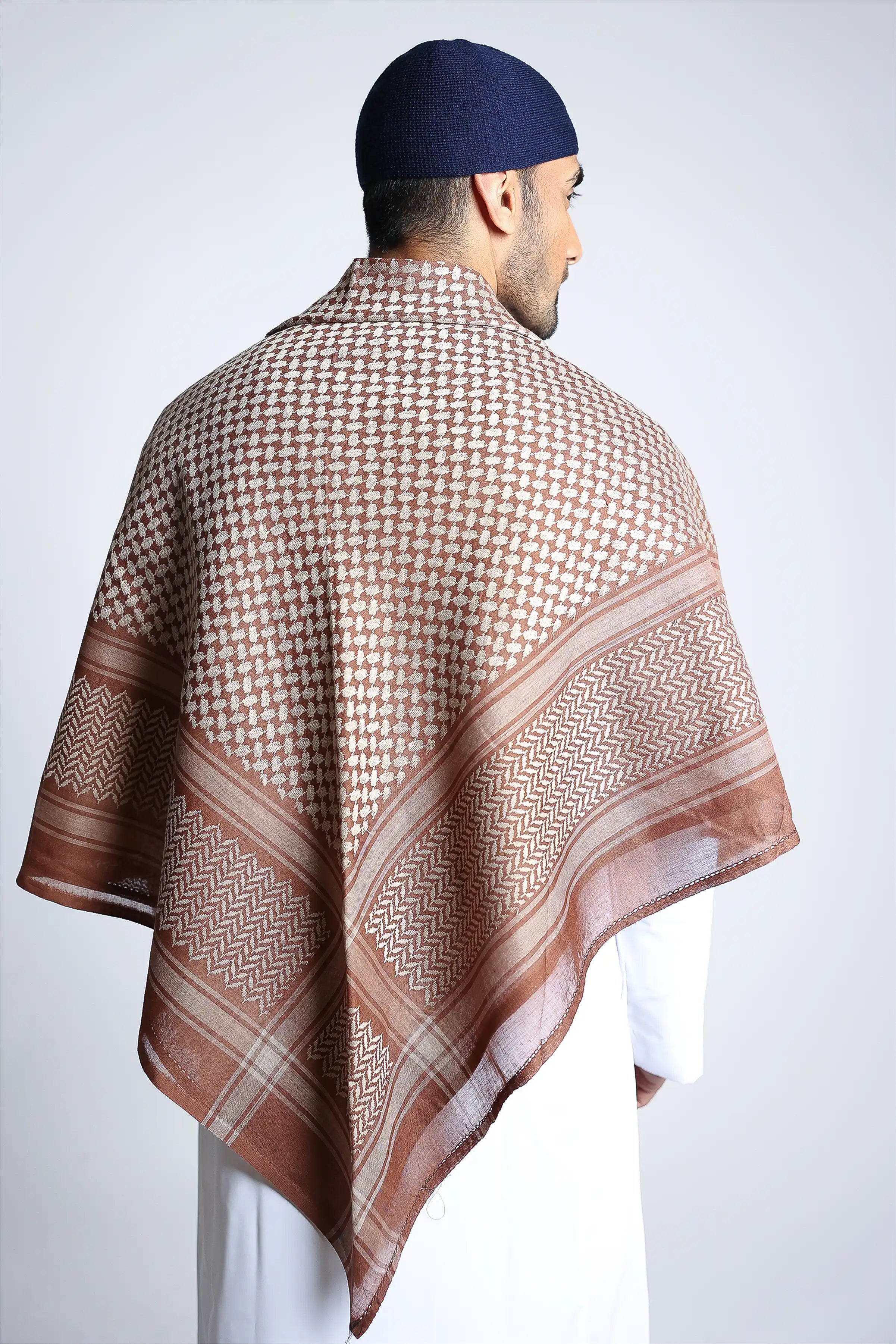 Premium Brown & Beige Shemagh Scarf - Soft Cotton Arab Keffiyeh for Men & Women - Perfect for Desert Travel, Outdoor Adventures & Fashion Accessory