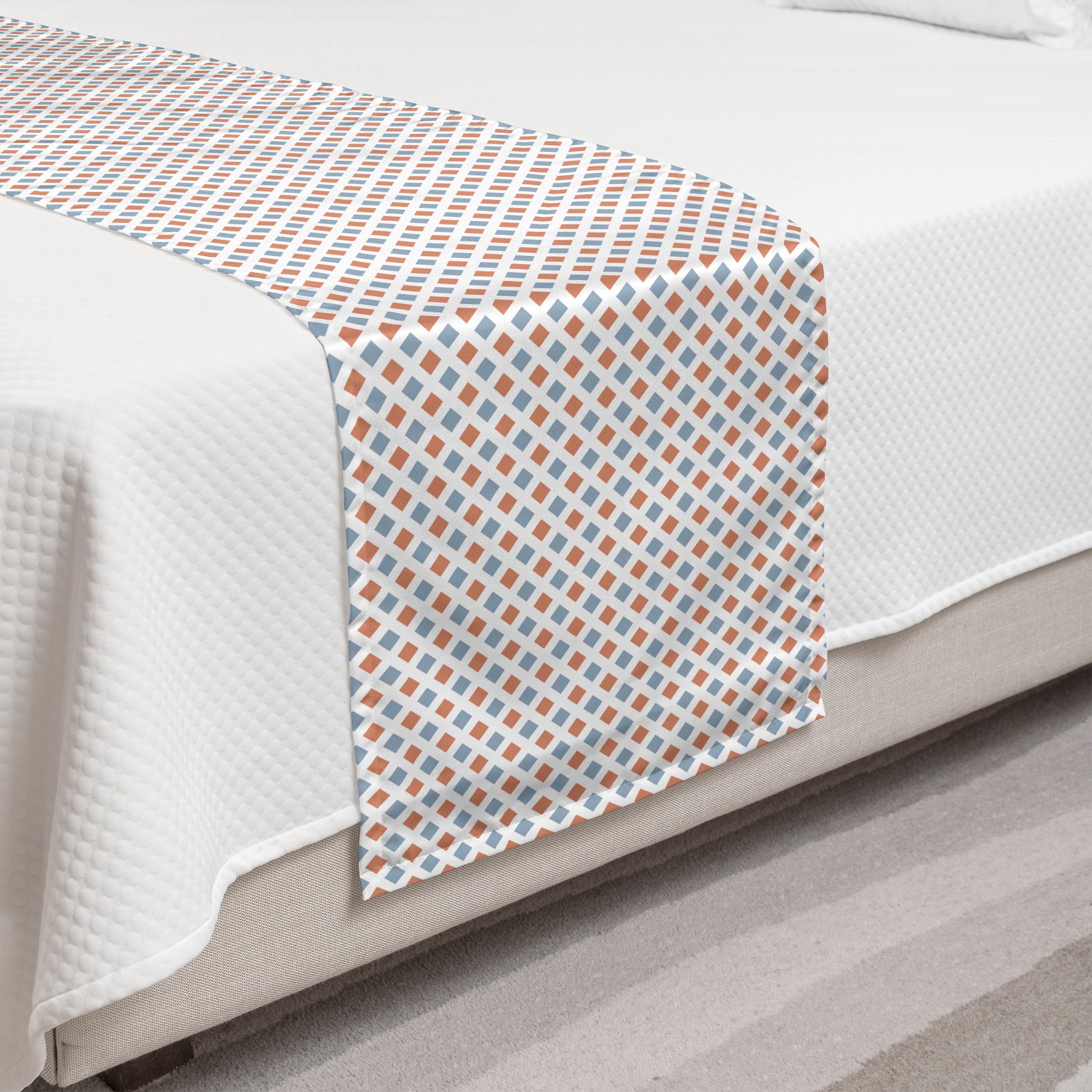Ambesonne Modern Geometric Bed Runner - Colorful Rhombus & Bold Borders Print - Decorative Accent Bed Scarf for Hotels, Homes & Guest Rooms - White Seafoam & Coral - Perfect for Bedroom Decor & Luxury Hotel Styling