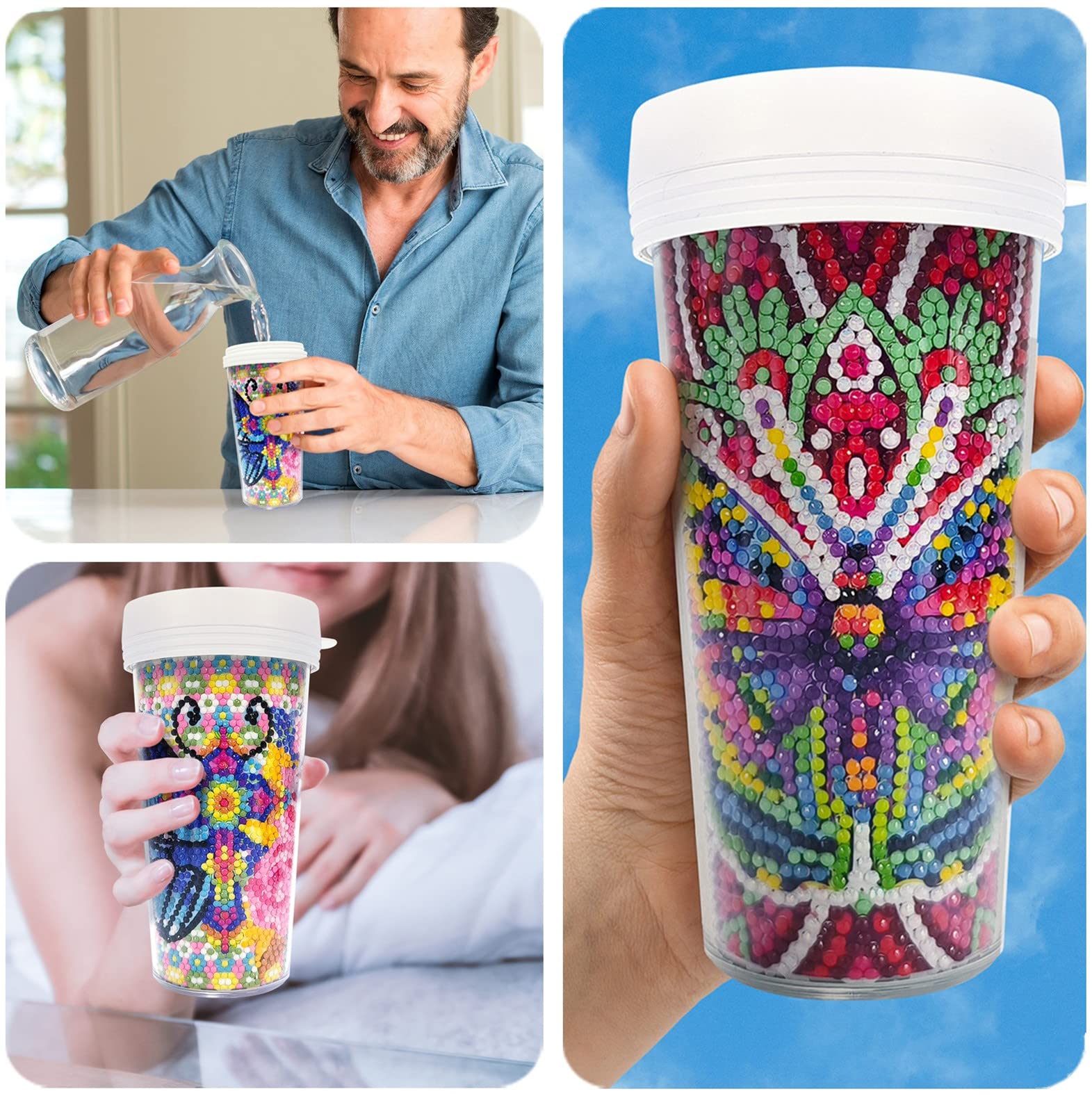 **Eimilaly DIY Diamond Painting Water Bottle for Kids - 16oz Easter Rabbit & Eggs Themed Acrylic Drink Mug - Creative Art Craft Gift for Boys & Girls - Perfect for Parties, Easter Gifts & Home Decor**