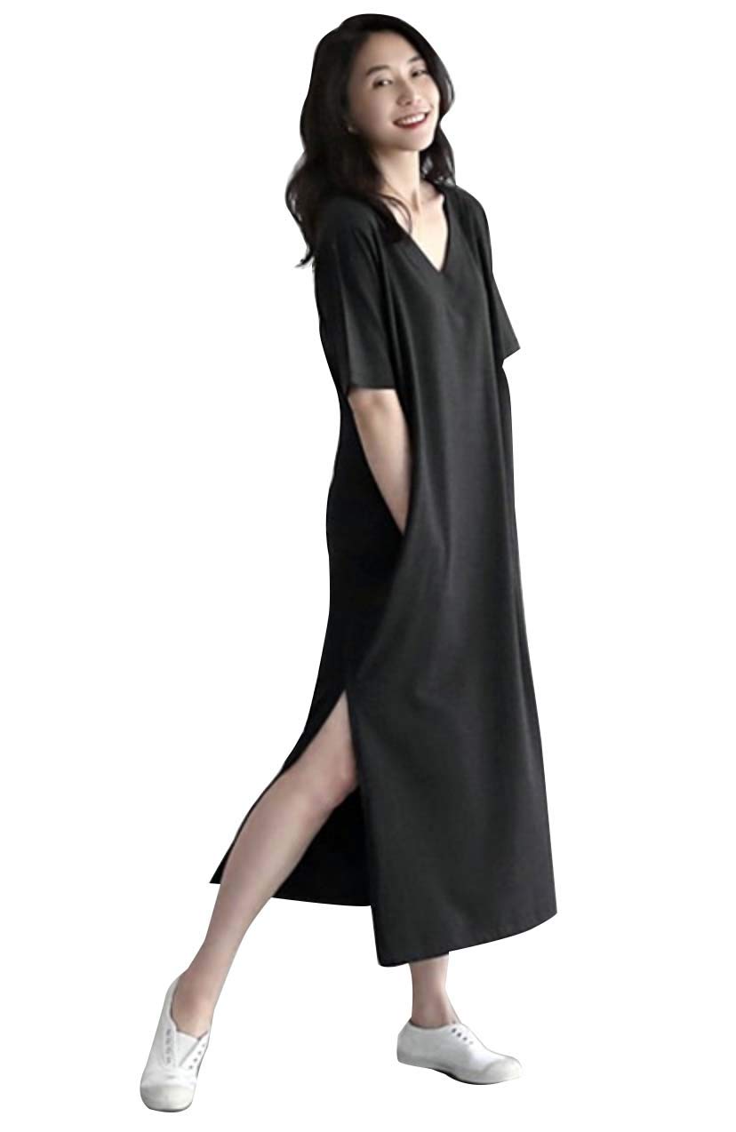 Elegant Black Maxi Dress for Women - Comfortable Long Slit Evening Gown | Perfect for Parties, Weddings & Special Occasions