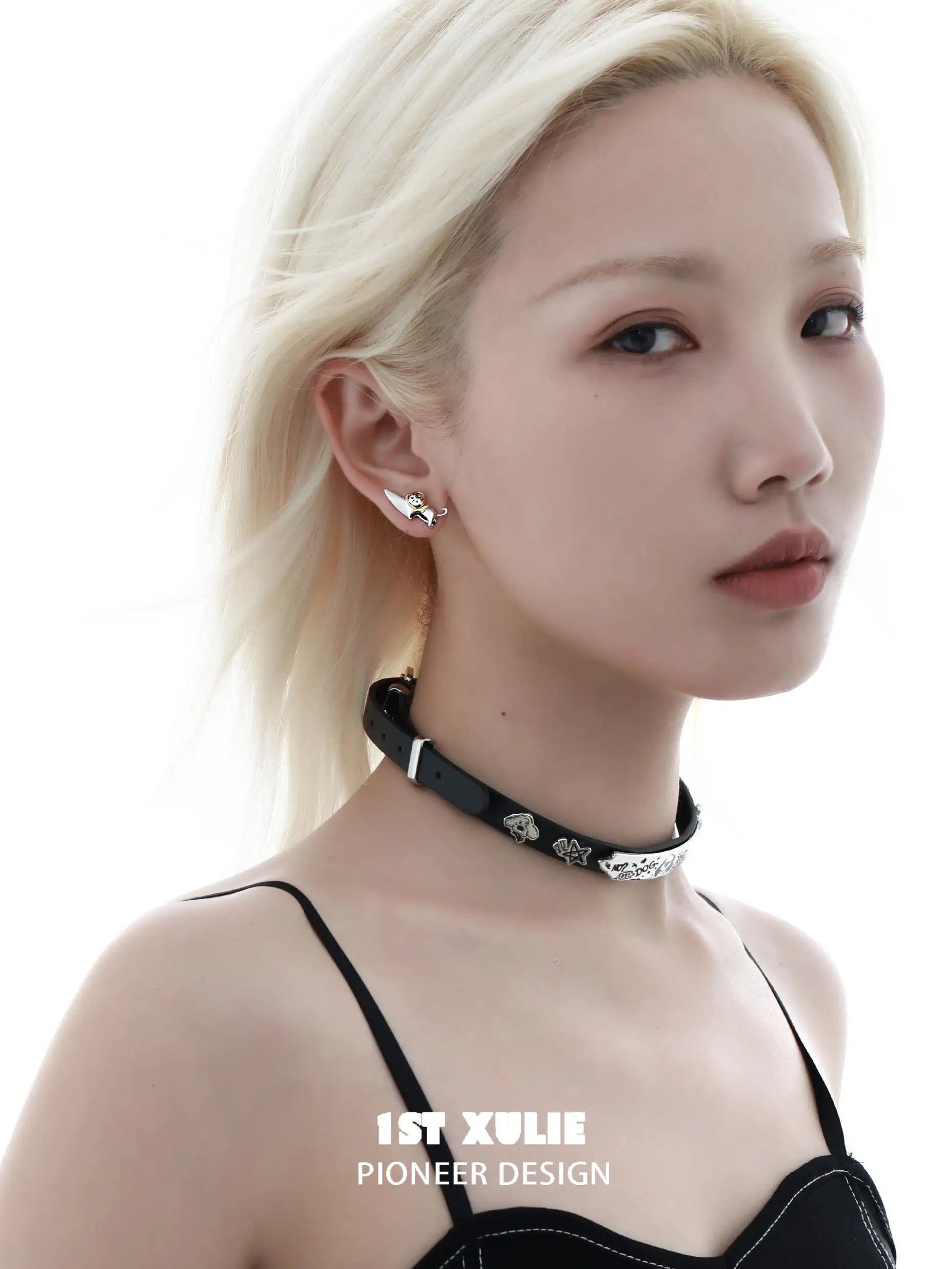 Graffiti Kitten & Puppy S925 Sterling Silver Stud Knife Earrings for Women - Trendy Punk Gothic Jewelry Gift for Cat & Dog Lovers