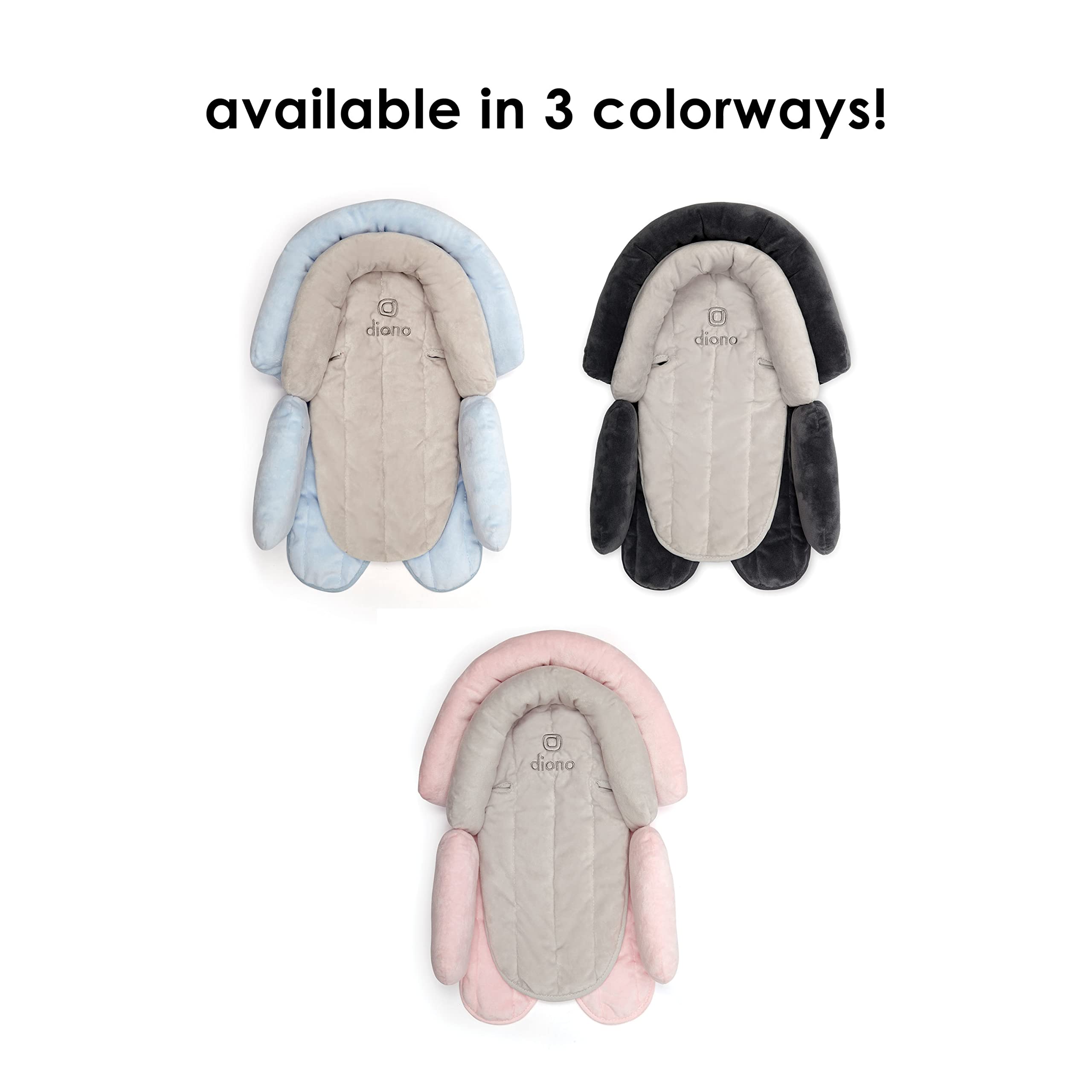 Diono Cuddle Soft 2-in-1 Baby Head, Neck & Body Support Pillow for Newborns – Super Soft Car Seat Insert Cushion – Ideal for Infant Car Seats, Convertible Car Seats & Strollers – Gray/Pink – Perfect for Travel, Napping & On-the-Go Comfort