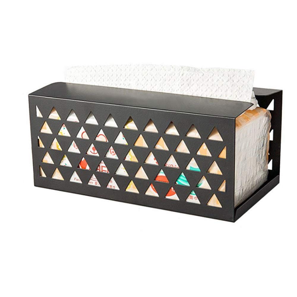 Premium Napkin Dispenser & Tissue Box Cover - Office Desktop Storage Organizer for Paper Towels, Napkins & Tissues (Black) - Ideal for Kitchen, Restaurant, Office & Home Decor