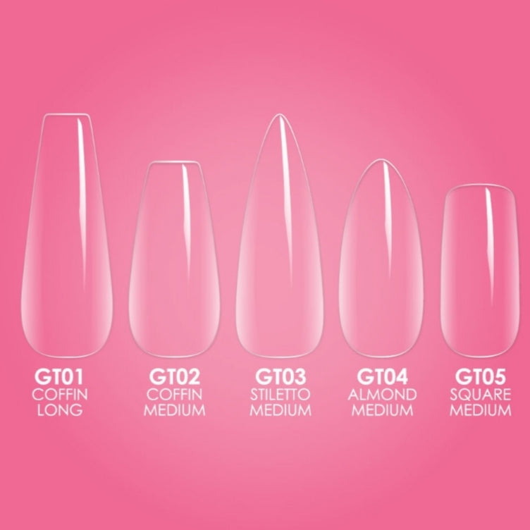 KIARASKY GELLY TIPS STARTER KIT - Square Medium False Nails for DIY Manicure at Home | Perfect for Gel Extensions & Nail Art Designs