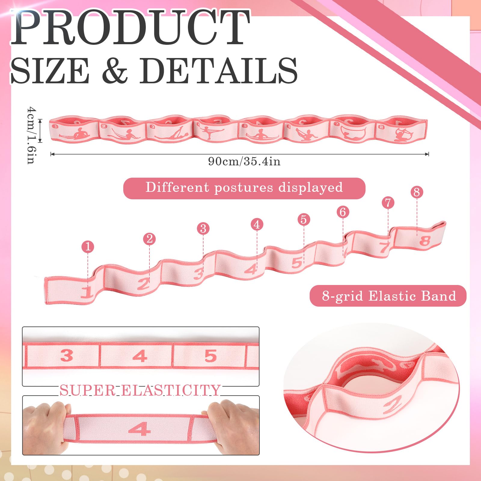Kids Elastic Stretching Band - Adjustable 8-Loop Gymnastics & Ballet Dance Strap for Exercise, Pilates, Yoga & Dance Training - Perfect for Home, Studio & Gym Workouts