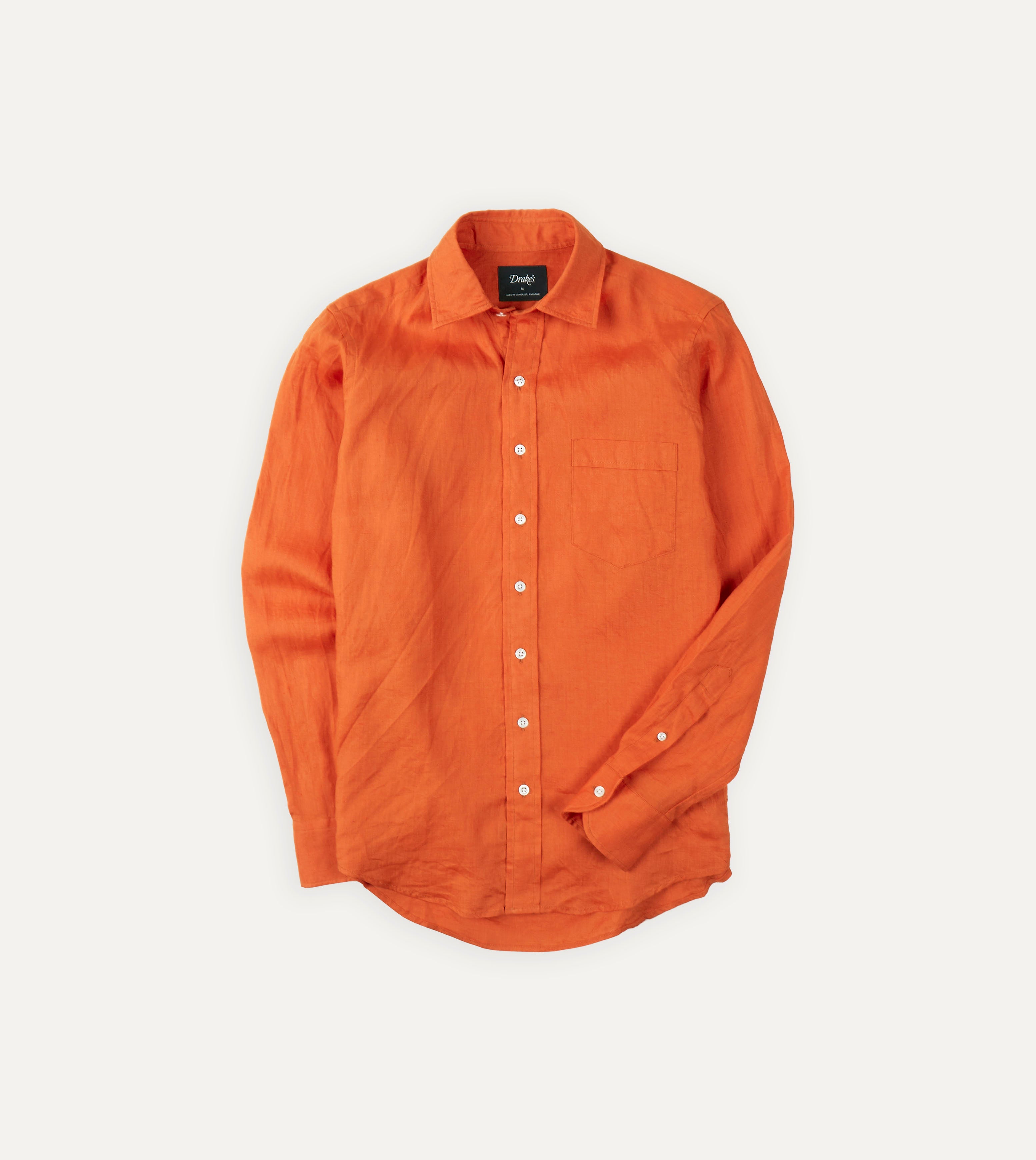Men's Orange Linen Spread Collar Casual Shirt - Breathable Summer Button Down for Beach, Office & Outdoor Activities