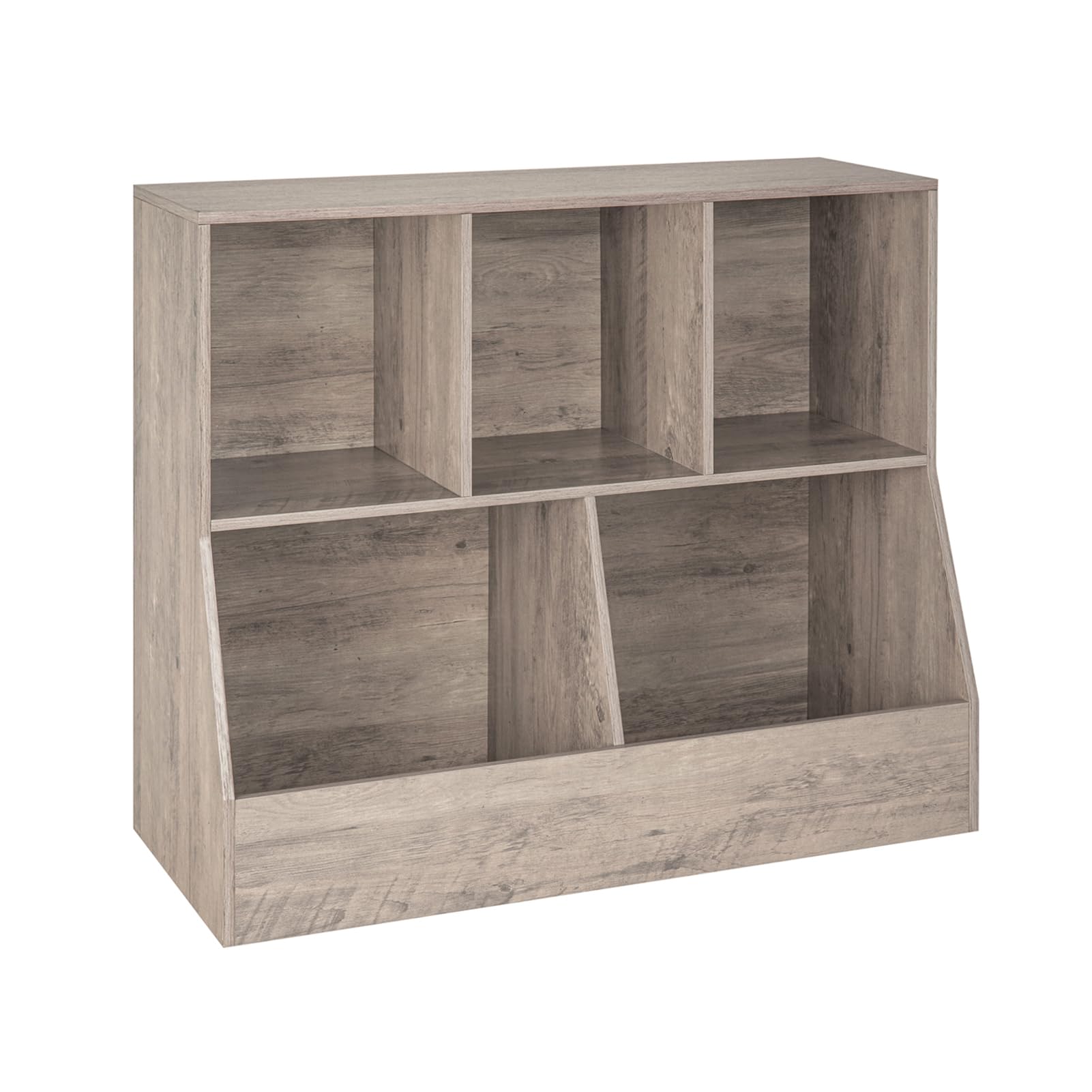 DINZI LVJ 5-Cubby Wooden Toy Storage Organizer & Kids Bookshelf - Greige, 35.4
