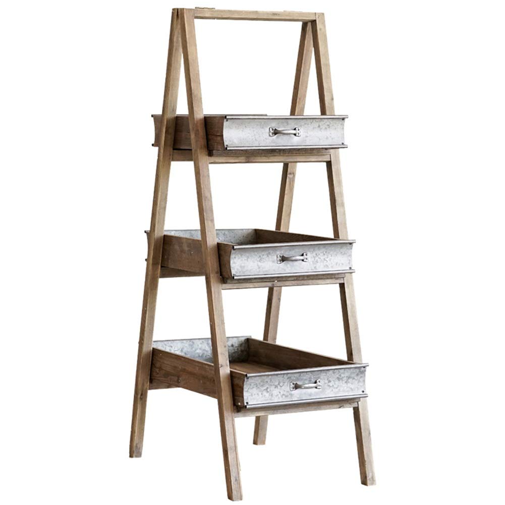 Antique 3-Tier Solid Wood Plant Stand Shelf - Multi-Layer Flower Pot Holder for Indoor/Outdoor Decor - Floor Standing Display Rack for Plants, Books & Home Decor (Brown) - Perfect for Living Room, Balcony & Garden