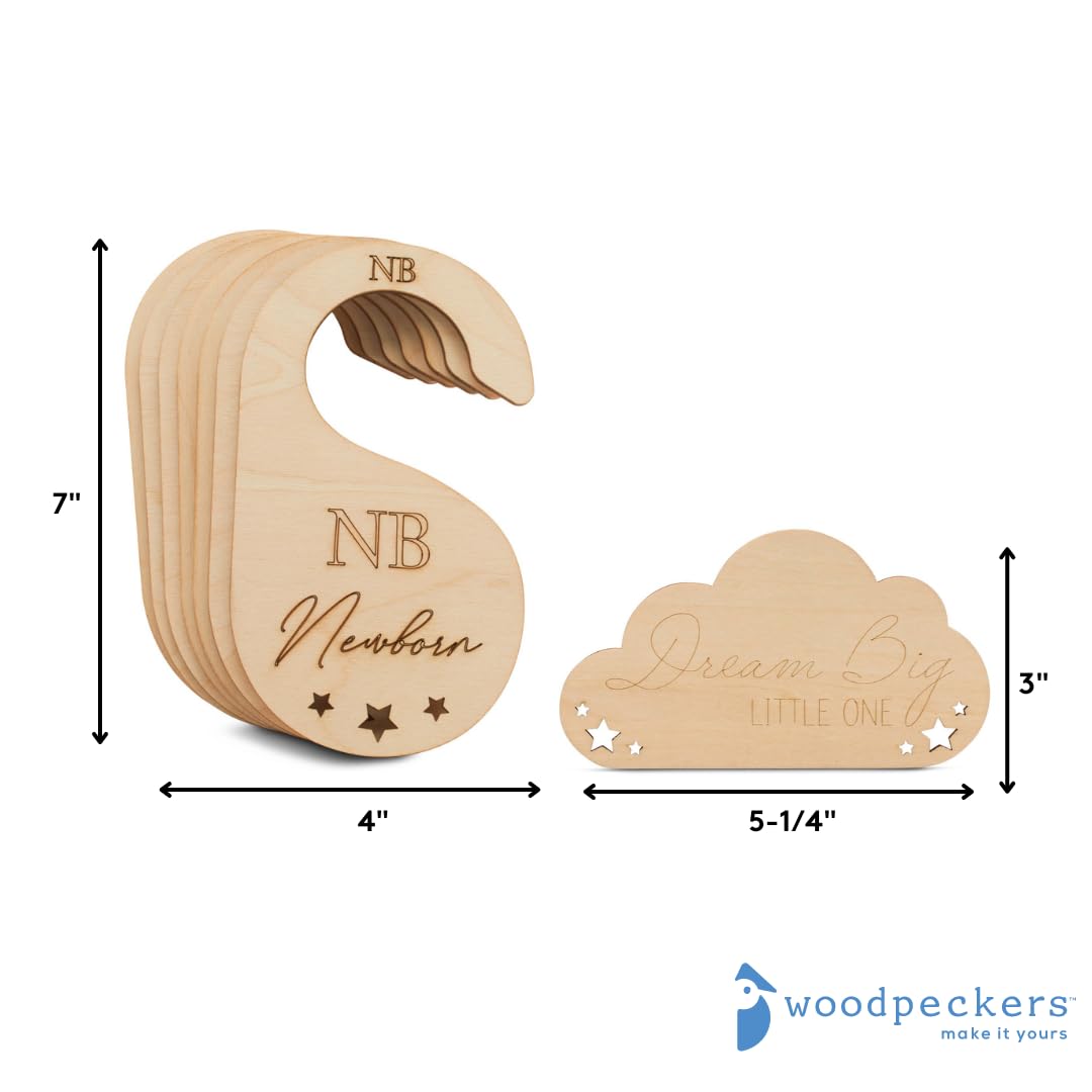7-Piece Baby Closet Dividers Set - Double Sided Wooden Nursery Organizer for Newborn to Toddler Clothes | Hanging Closet Dividers for Standard Rods | Perfect for Nursery Organization & Baby Wardrobe Sorting