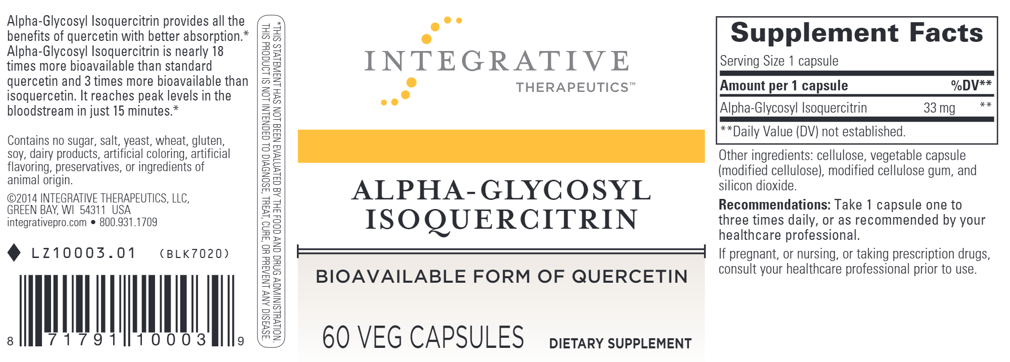 Alpha Glycosyl Isoquercitrin Supplement | Natural Flavonoid Antioxidant | Supports Immune & Cardiovascular Health | for Daily Wellness & Detox