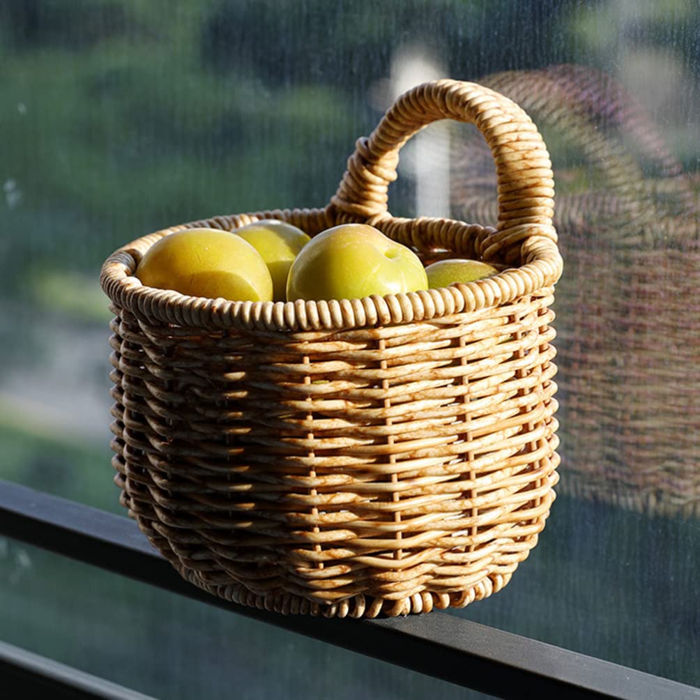 Plastic Woven Wall-Mounted Storage Basket - Garlic Ginger Egg Organizer for Kitchen, Pantry & Bathroom | Space-Saving Household Storage Solution