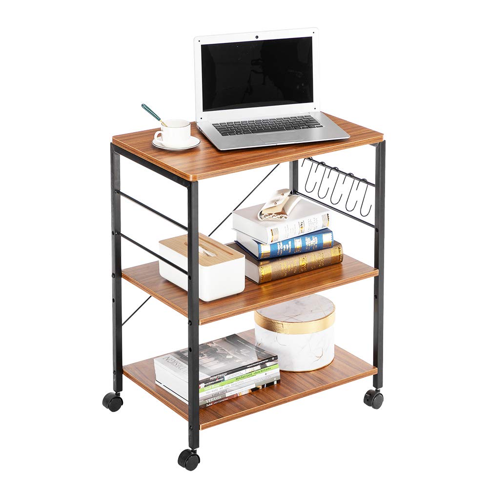 3-Tier Vintage Rolling Kitchen Cart - Microwave & Wine Storage Organizer with Wheels | Perfect for Small Spaces, Apartments & Bakeries | Multi-Purpose Utility Cart for Kitchen, Pantry & Dining Room
