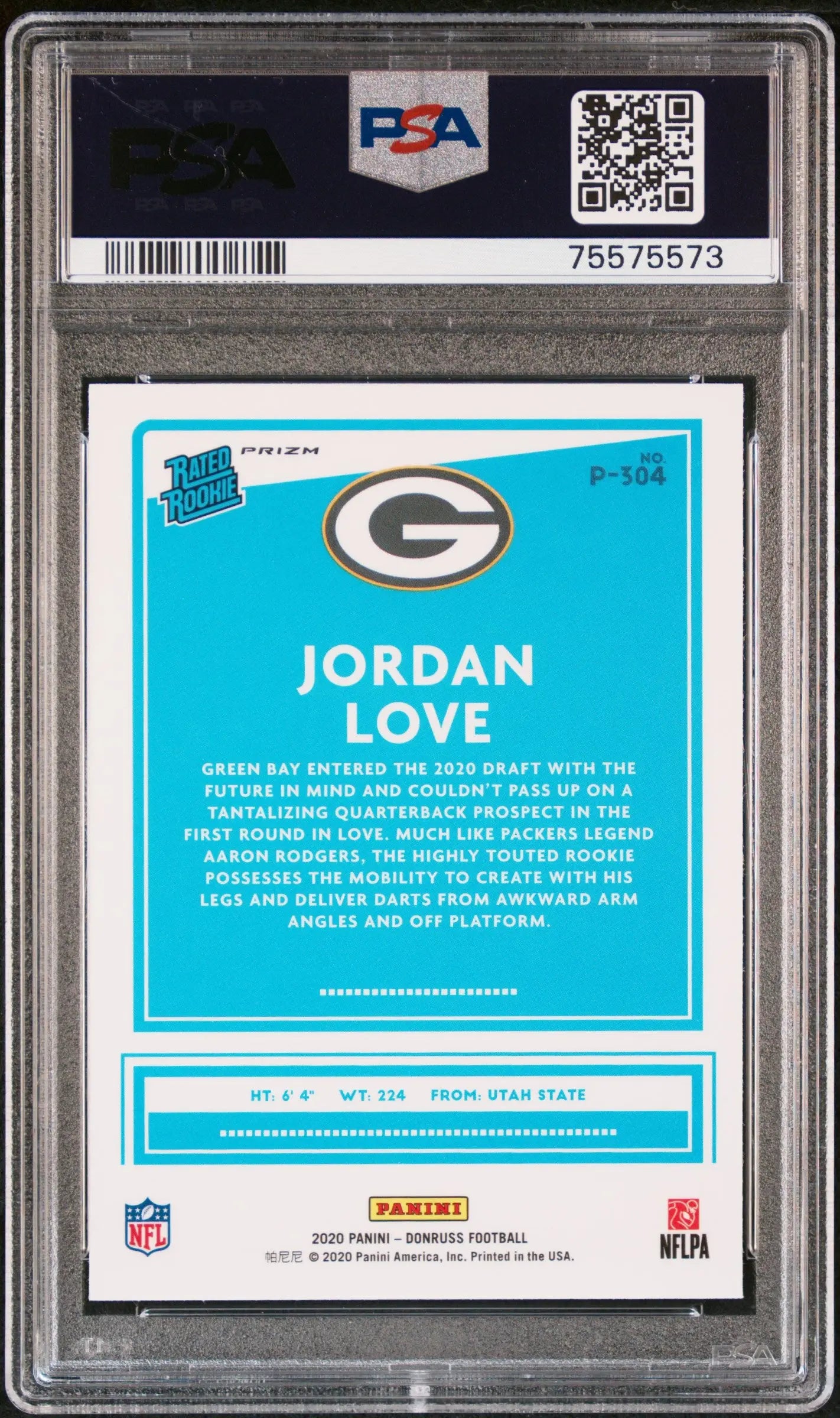 2020 Donruss Optic Preview Jordan Love Rated Rookie Red Green PSA 10 Gem Mint Football Card - Perfect for Collectors, Investors & Packers Fans (Display, Trade or Investment)