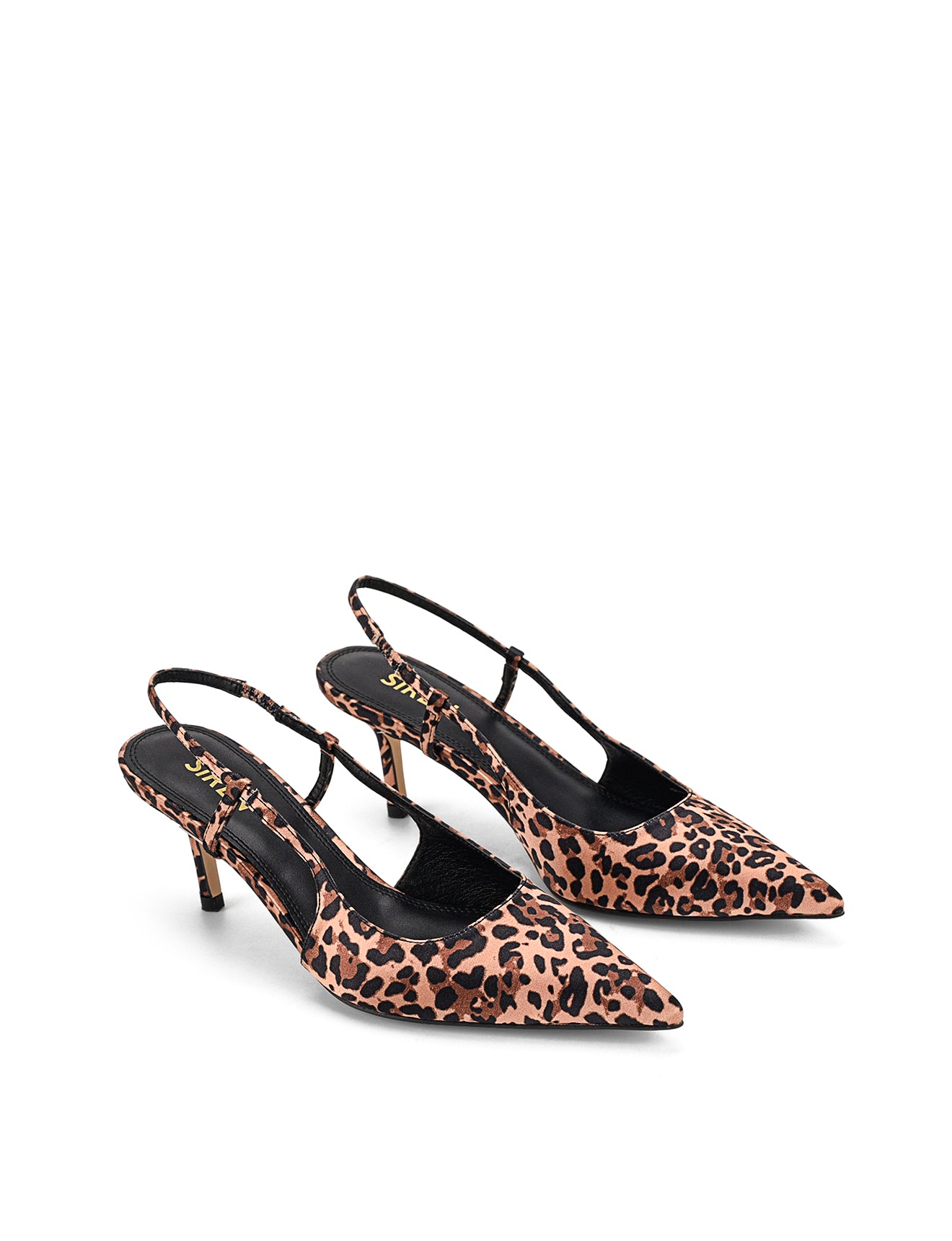 Yohana Women's Heeled Slingback Sandals - Leopard Print Satin Dress Shoes for Party, Wedding & Evening Events