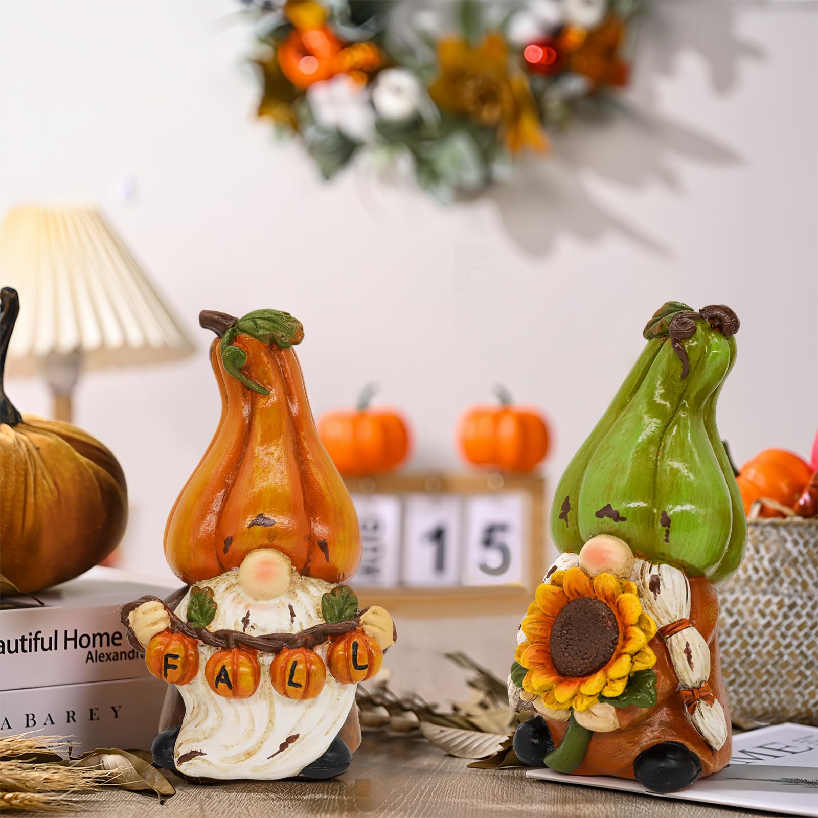 Handmade Fall Thanksgiving Pumpkin Gnomes Decor - Cute Elf Home Decorations for Harvest Party, Seasonal Table Centerpiece & Cozy Autumn Gift Idea - Perfect for Fireplace Mantel, Front Porch & Holiday Table Setting